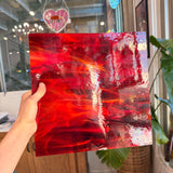 Red White Wispy Oceanside Fusible 96 COE Sheet Glass Colorado Glassworks