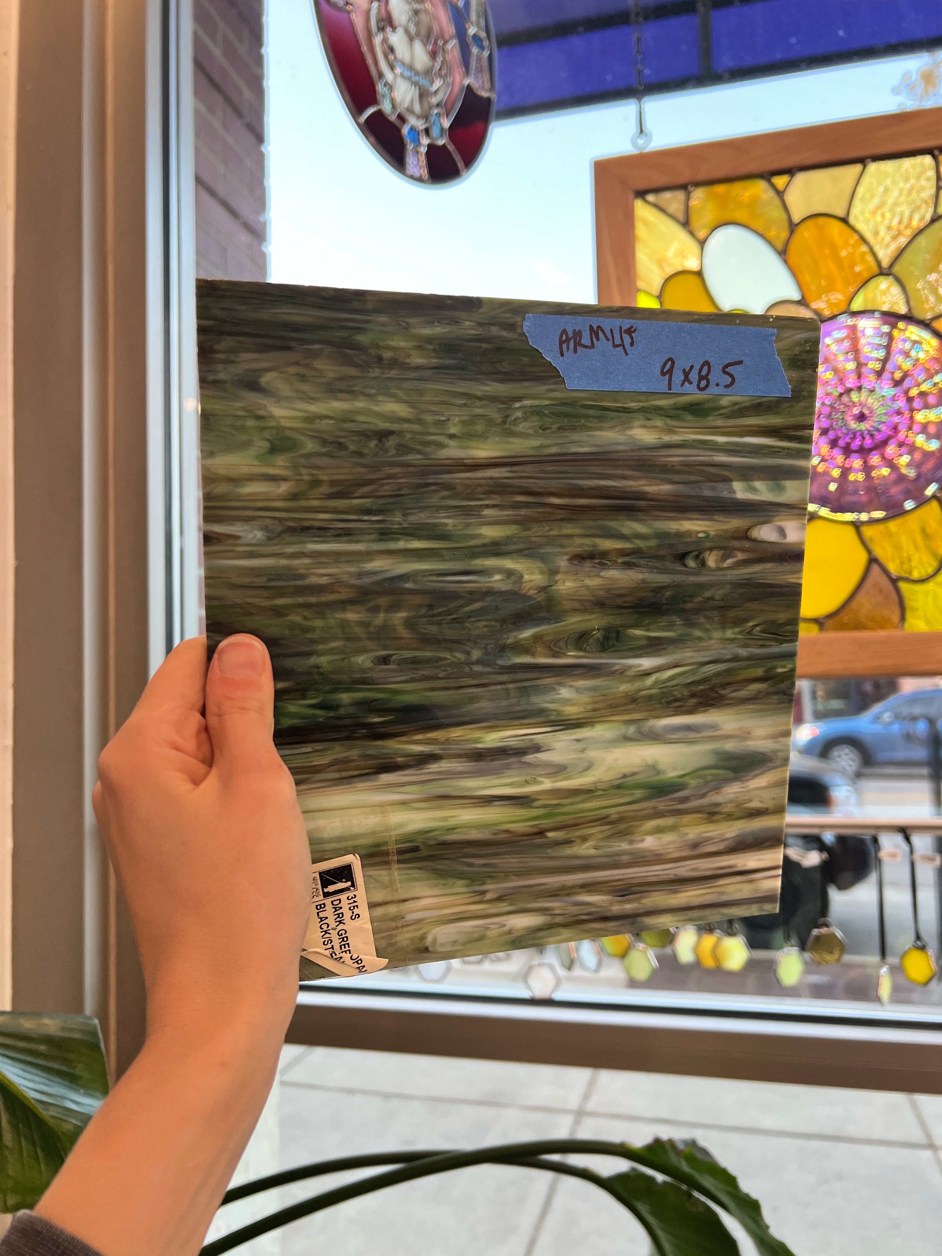 Dark Green Opal Black Armstrong 315-S Sheet Glass Colorado Glassworks