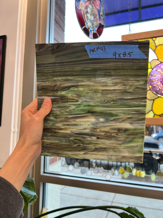 Dark Green Opal Black Armstrong 315-S Sheet Glass Colorado Glassworks