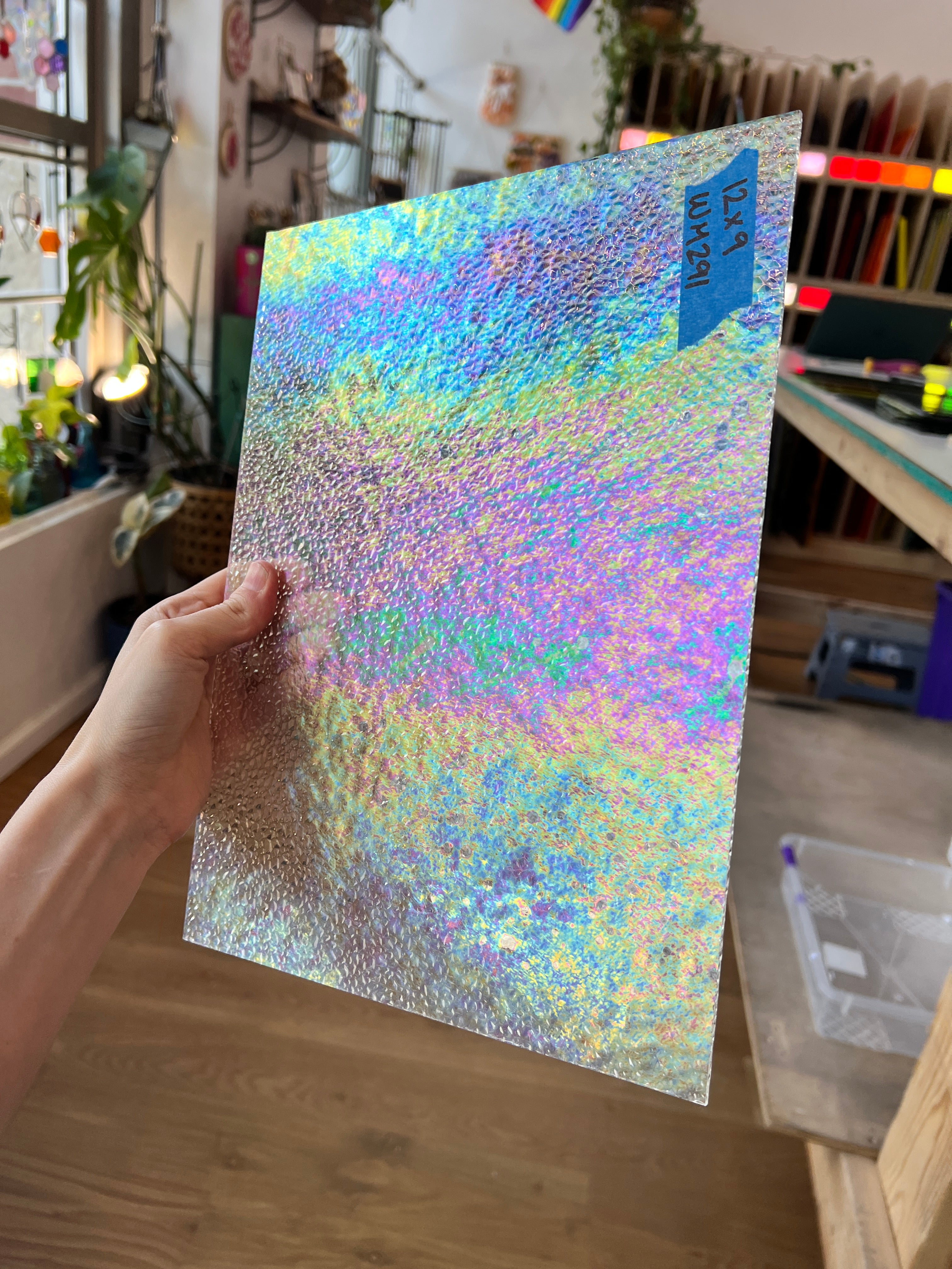 Iridescent Dew Drop Clear Wissmach Sheet Glass Colorado Glassworks   