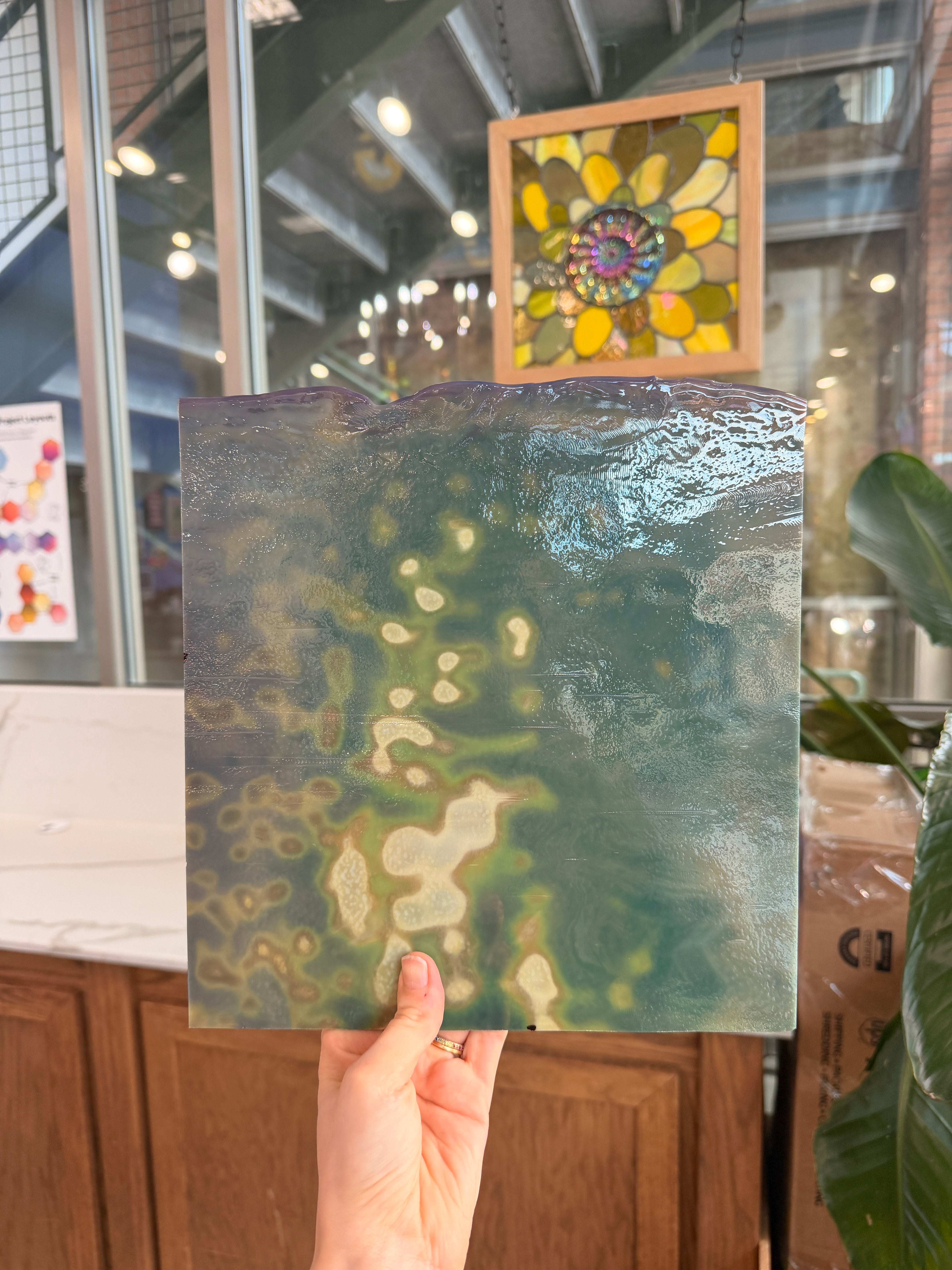 Silver Mottled Bullseye Sheet Glass