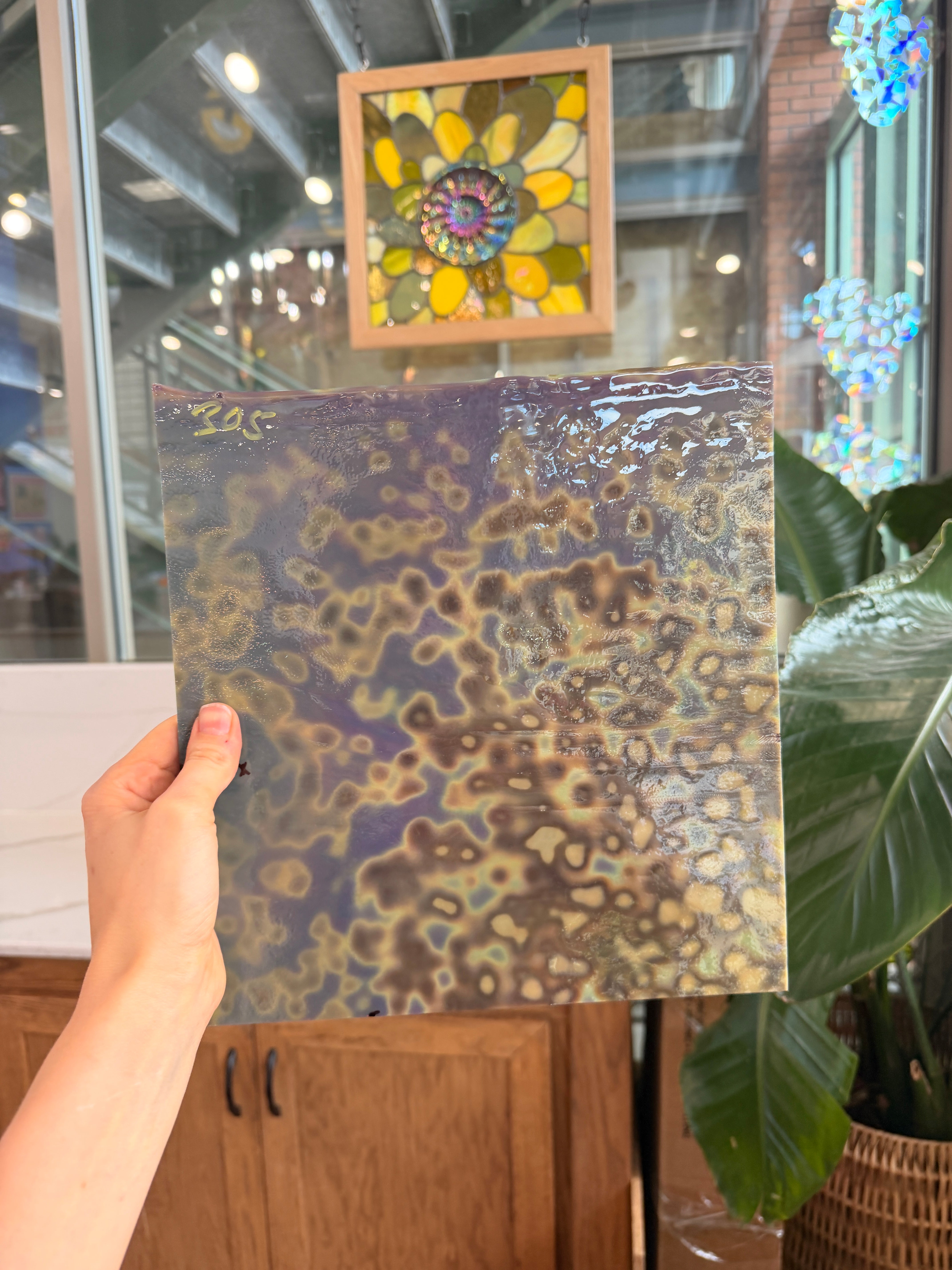 Silver Mottled Bullseye Sheet Glass