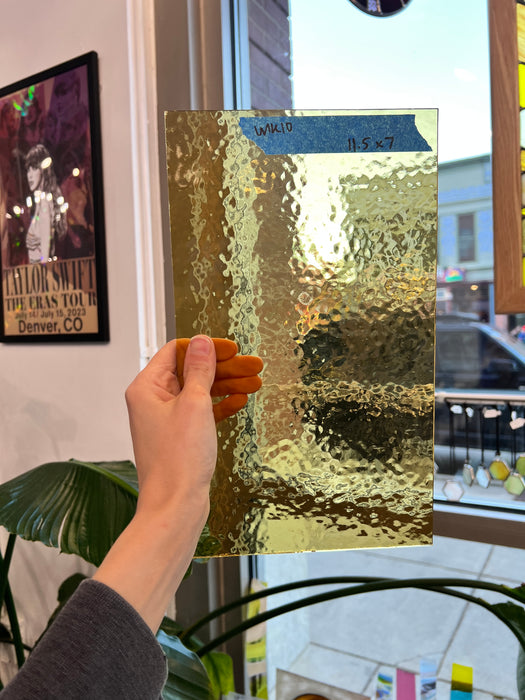 Honey Amber Yellow Transparent Hammered Glass Sheet Glass Colorado Glass Works