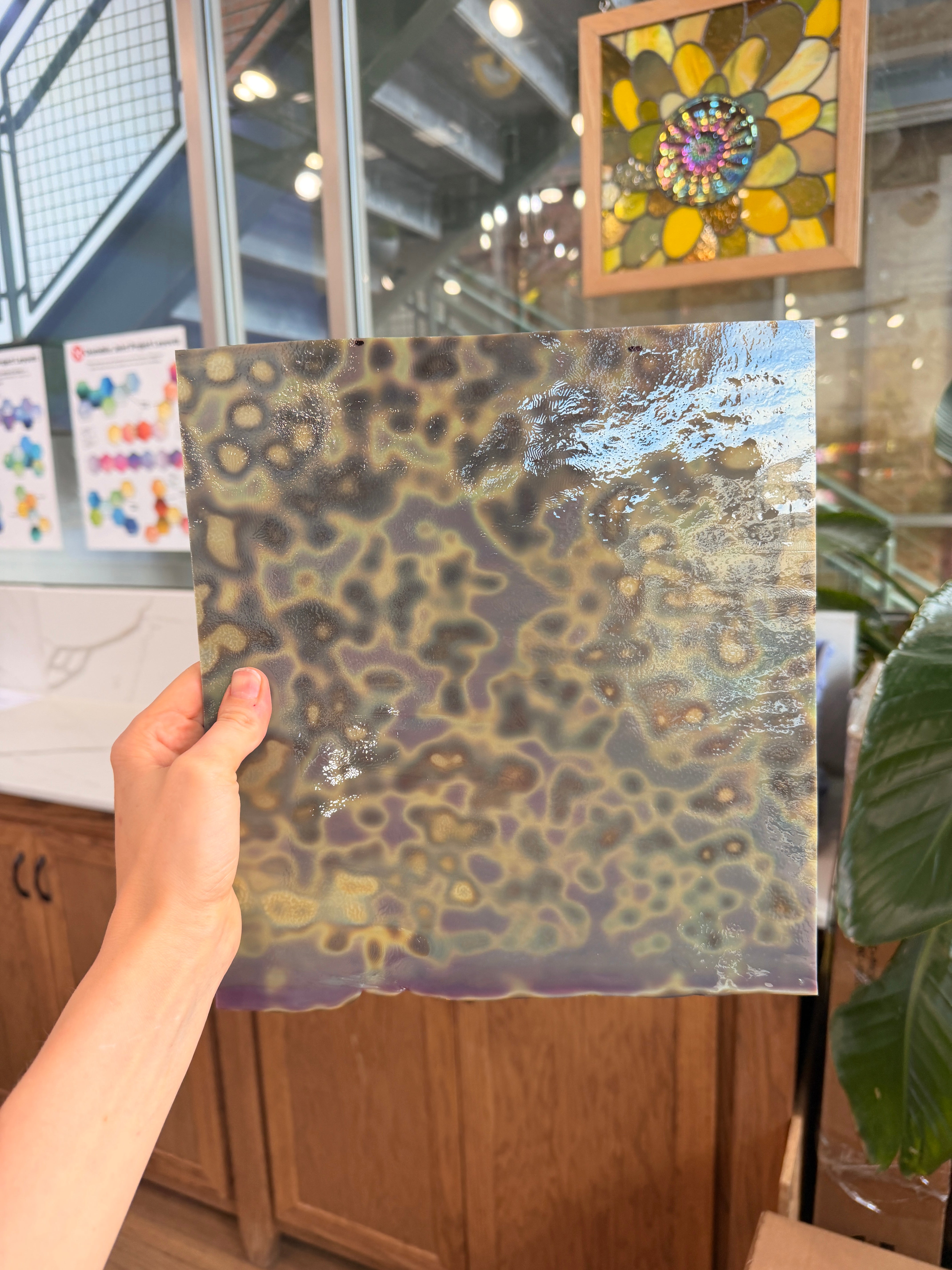 Silver Mottled Bullseye Sheet Glass
