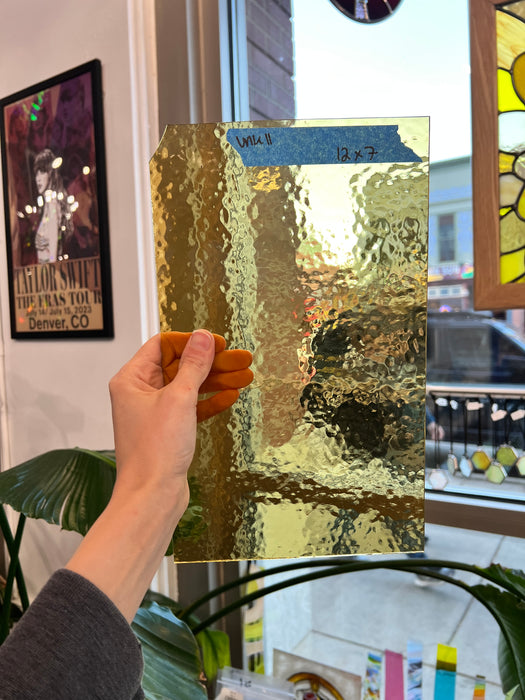 Honey Amber Yellow Transparent Hammered Glass Sheet Glass Colorado Glass Works