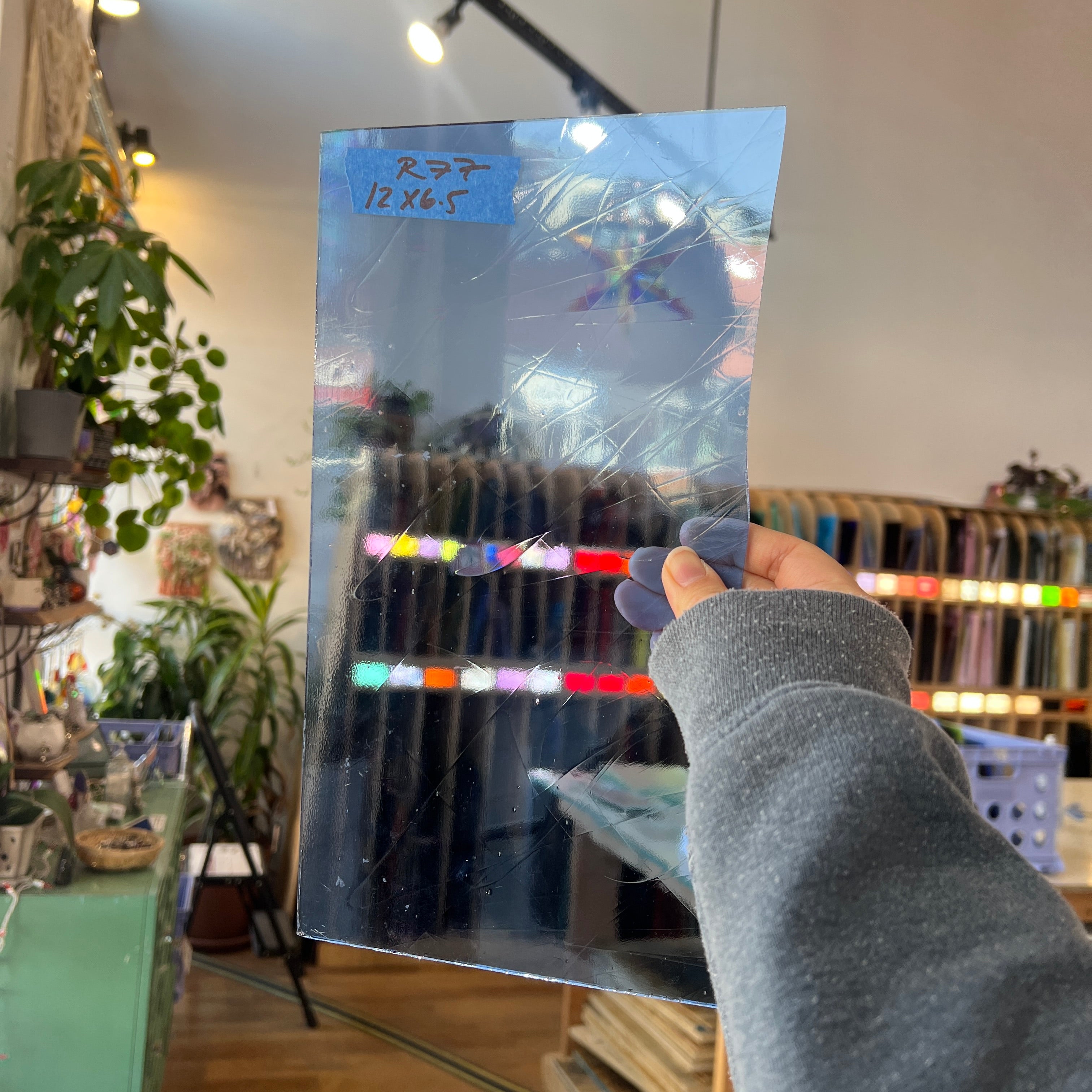 Medium Blue Artique Oceanside Transparent Sheet Glass Colorado Glassworks 12x6.5in (OS-64381485)