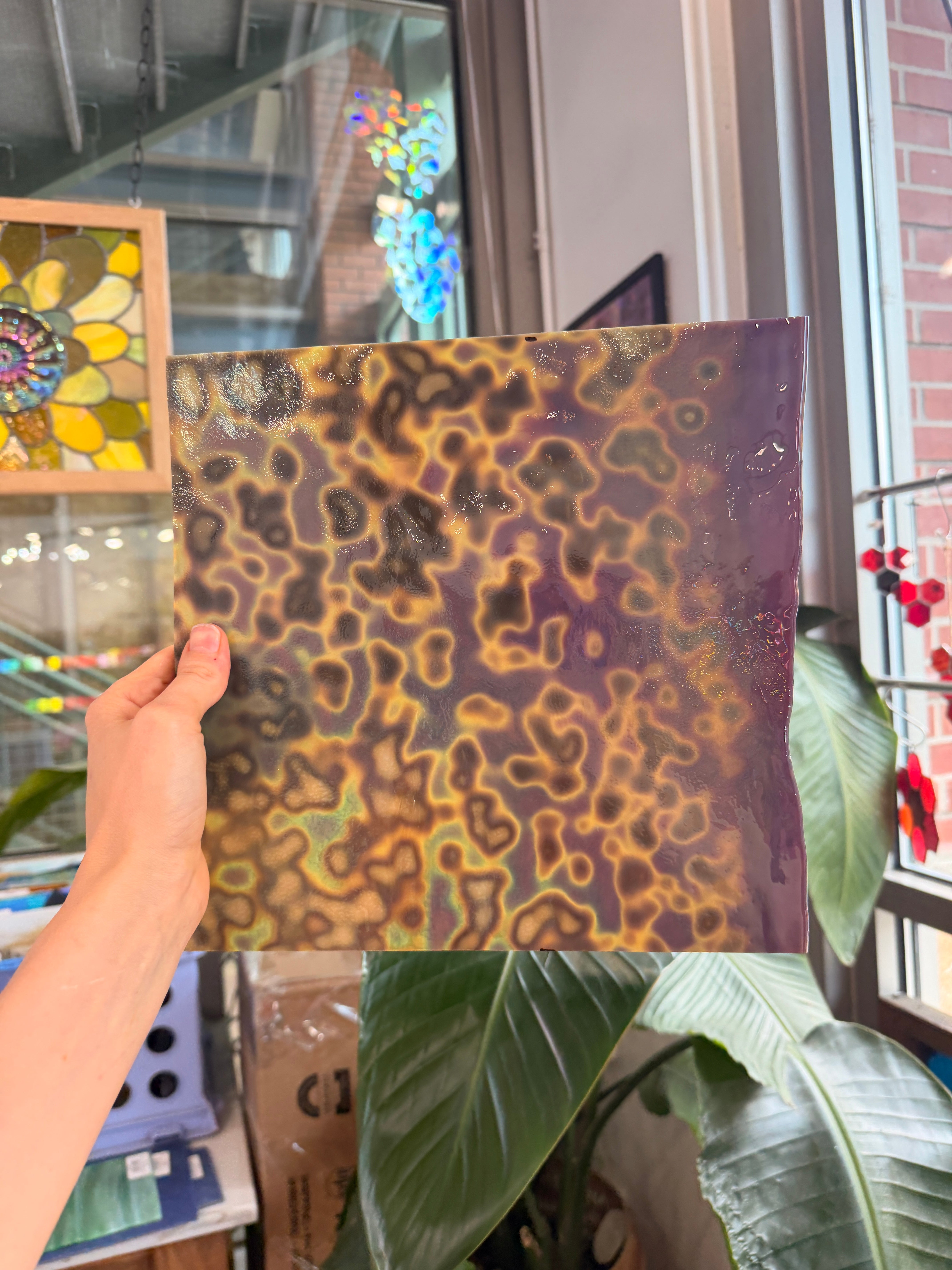 Silver Mottled Bullseye Sheet Glass