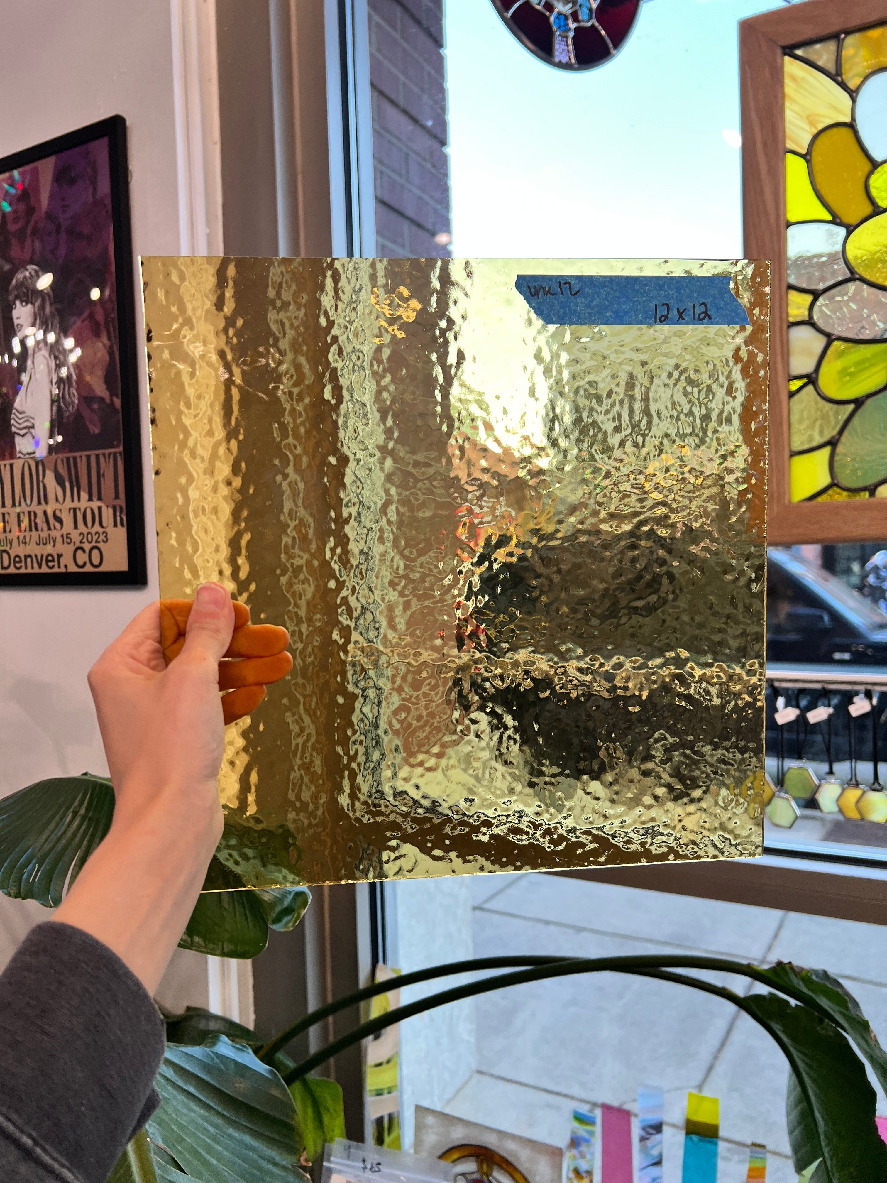 Honey Amber Yellow Transparent Hammered Glass Sheet Glass Colorado Glass Works