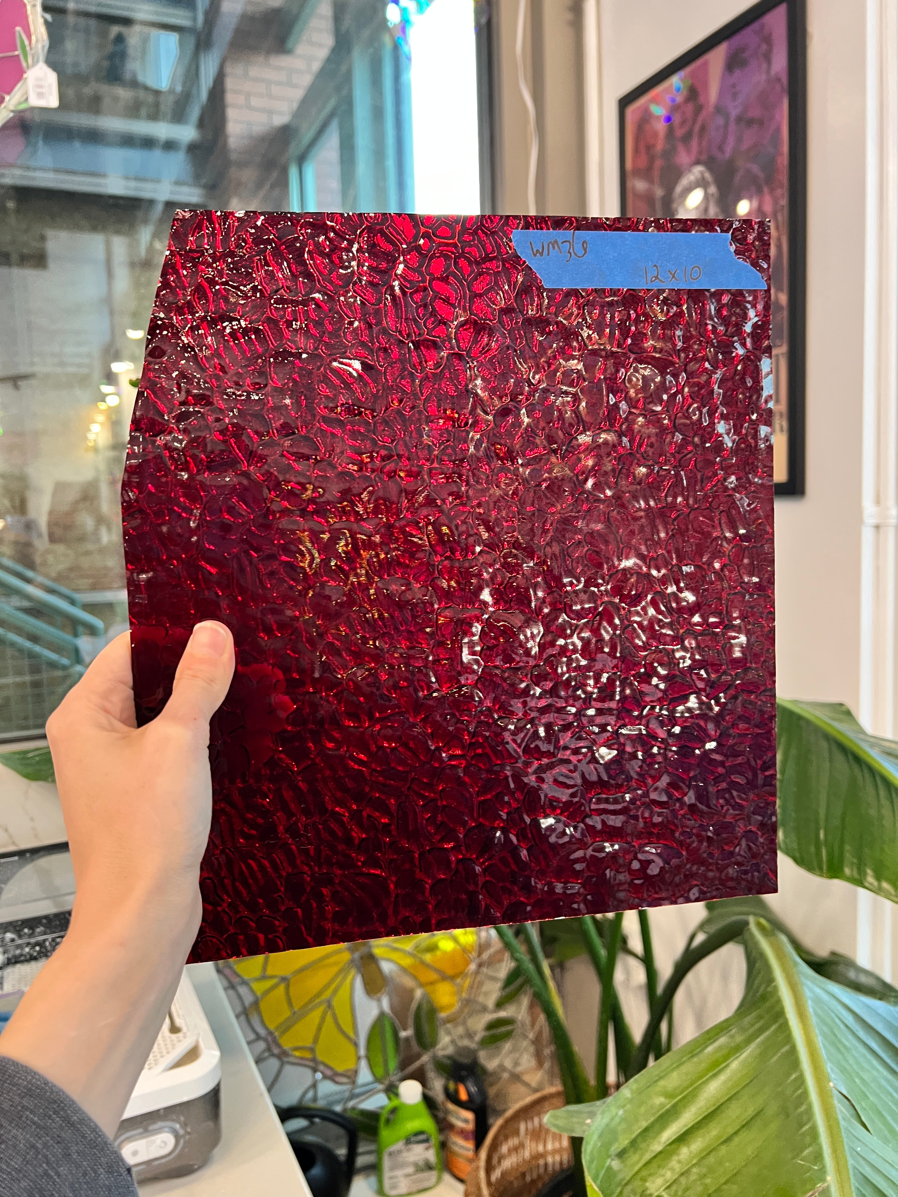 Red Figure C Textured Transparent Wissmach Sheet Glass Colorado Glassworks