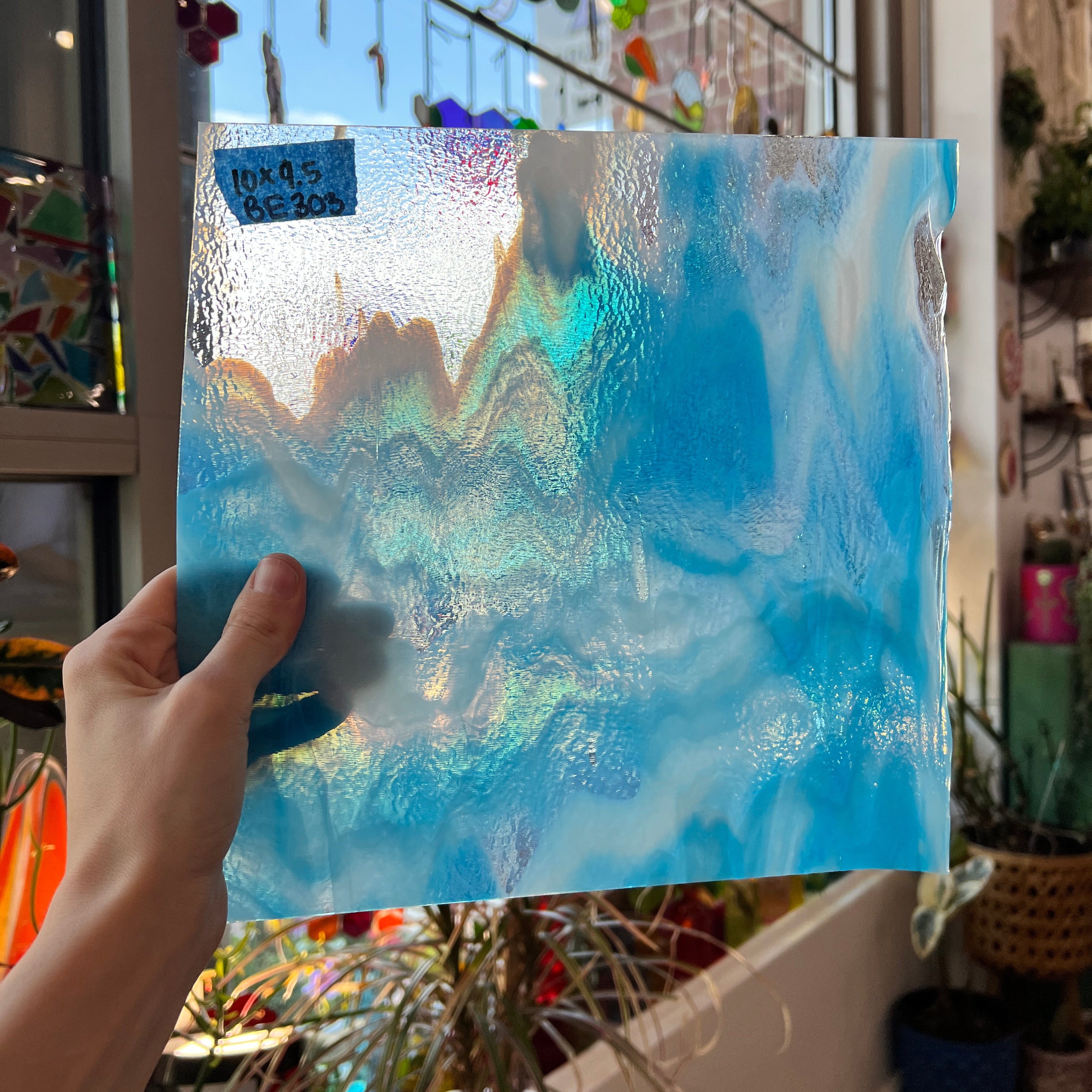 Bullseye Blue White Clear Cloud Mix Fusible 90 COE Sheet Glass Colorado Glassworks   