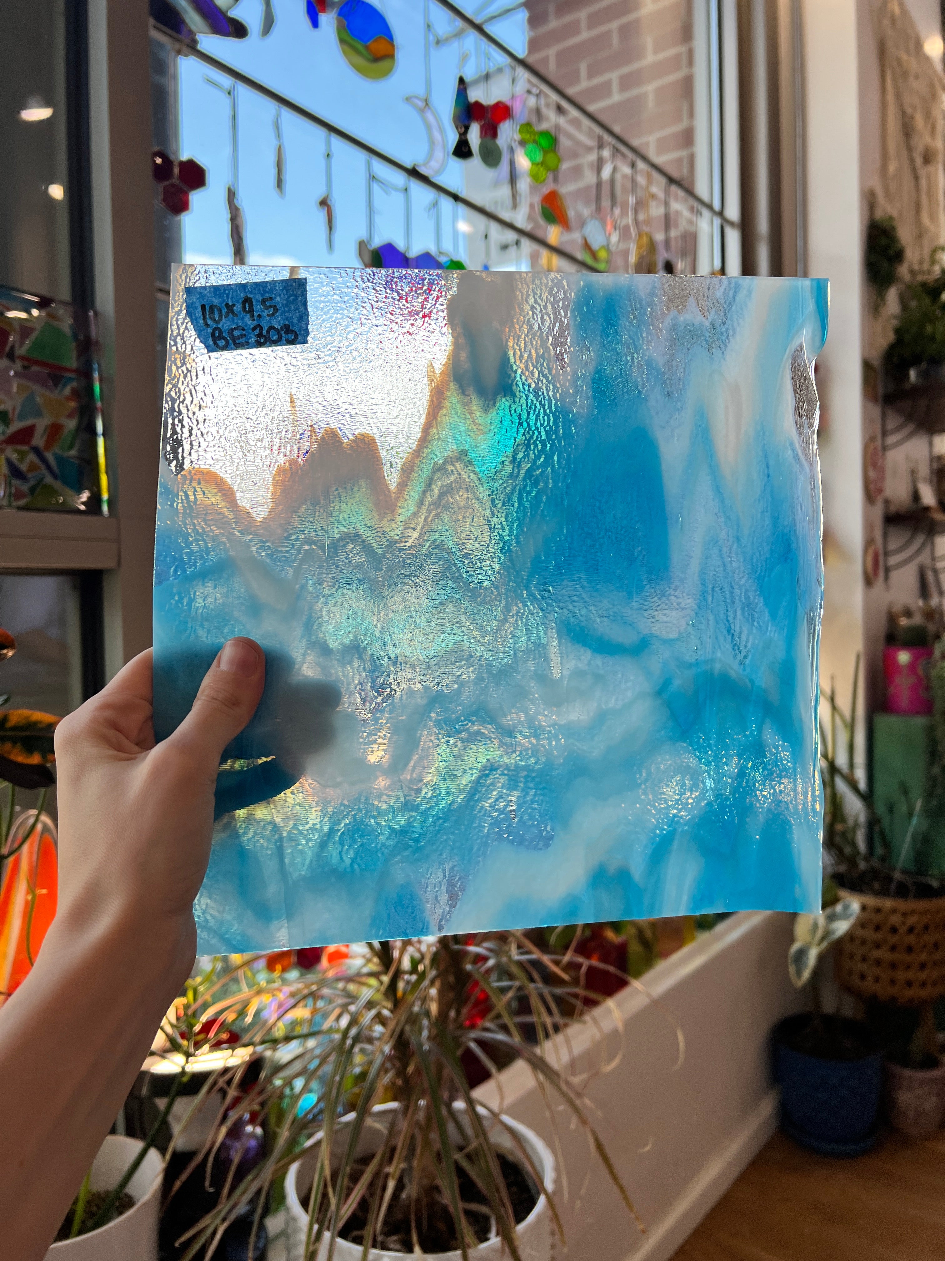 Bullseye Blue White Clear Cloud Mix Fusible 90 COE Sheet Glass Colorado Glassworks   