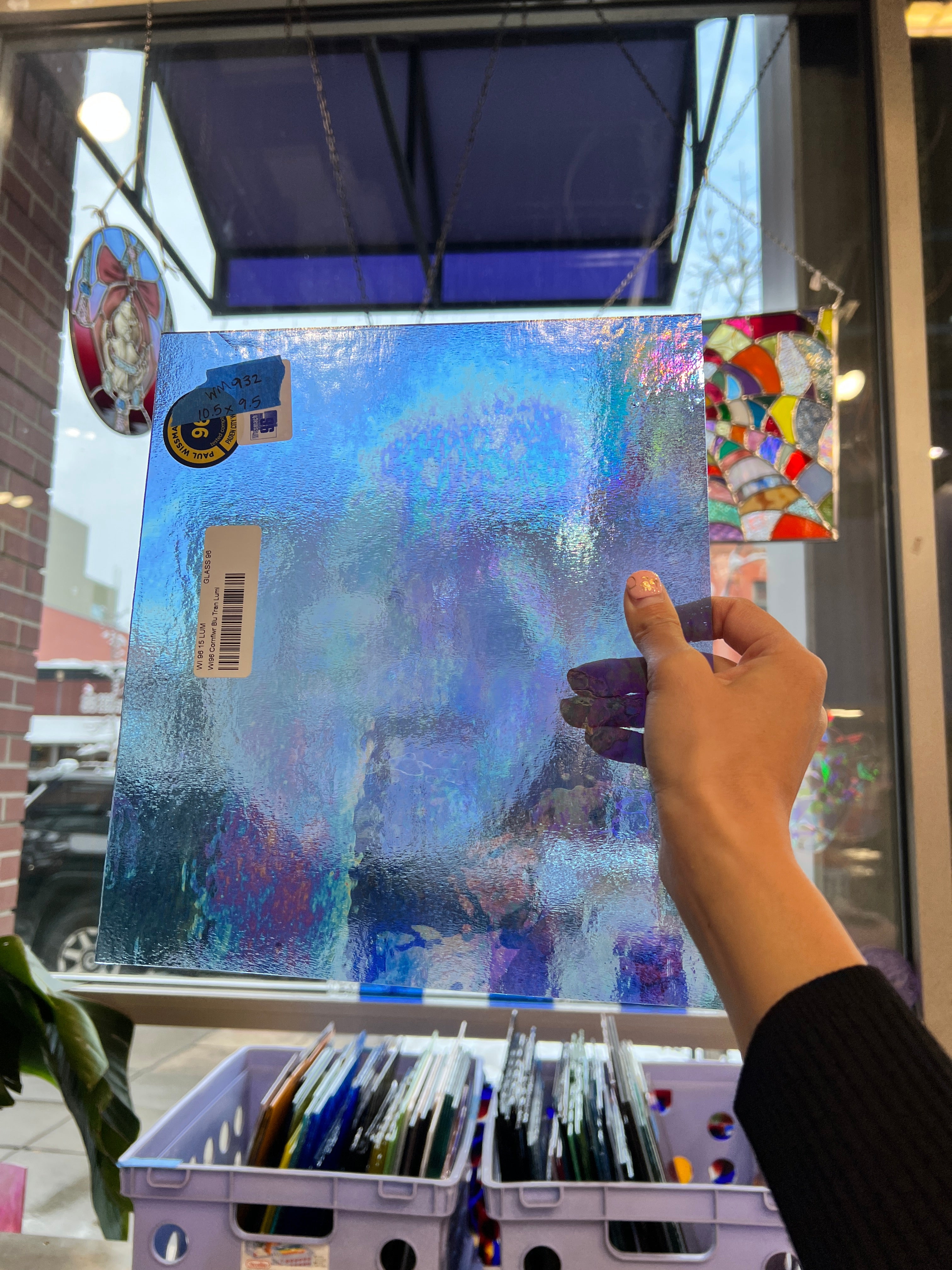 Periwinkle Cornflower Blue Iridescent Wissmach Fusible 96 COE Sheet Glass Colorado Glassworks   