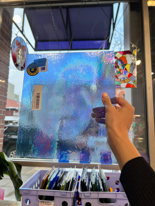 Periwinkle Cornflower Blue Iridescent Wissmach Fusible 96 COE Sheet Glass Colorado Glassworks   