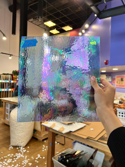 Periwinkle Cornflower Blue Iridescent Wissmach Fusible 96 COE Sheet Glass Colorado Glassworks