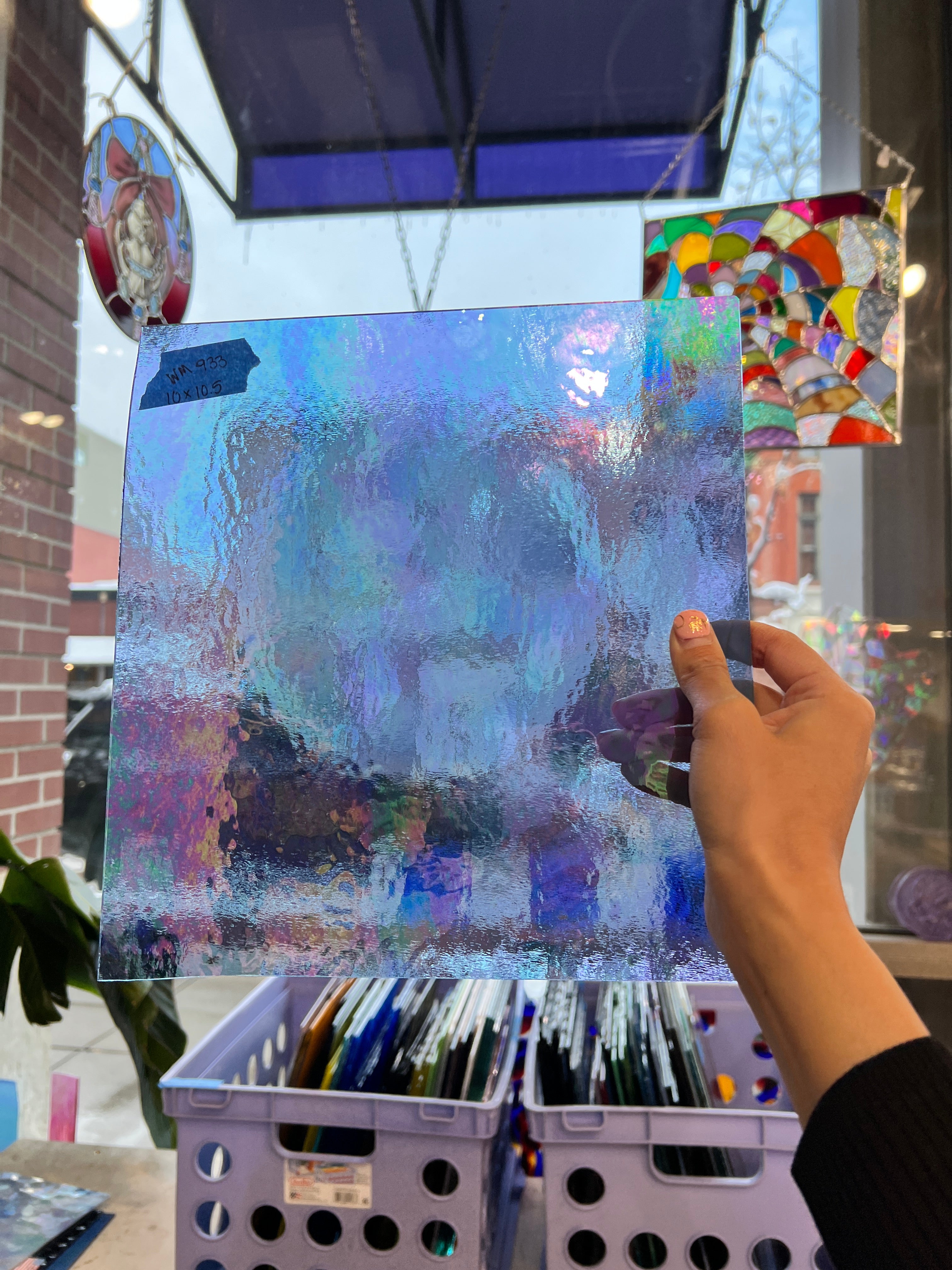 Periwinkle Cornflower Blue Iridescent Wissmach Fusible 96 COE Sheet Glass Colorado Glassworks   