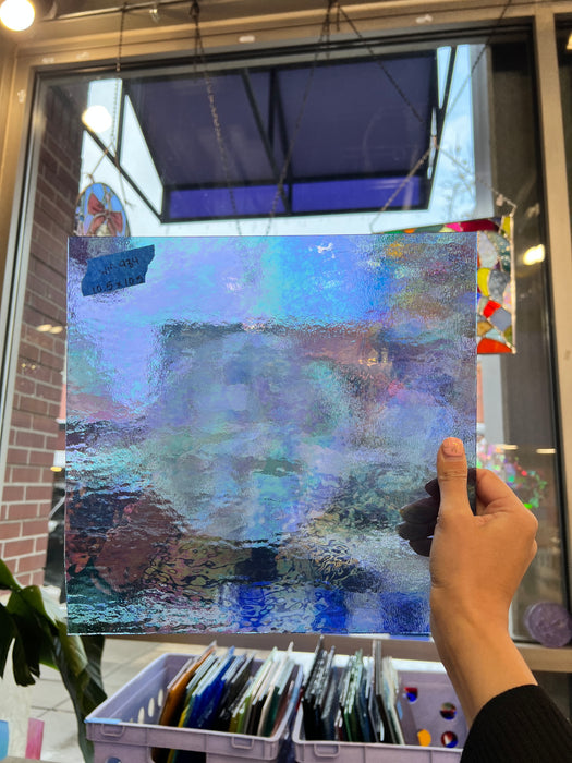 Periwinkle Cornflower Blue Iridescent Wissmach Fusible 96 COE Sheet Glass Colorado Glassworks   