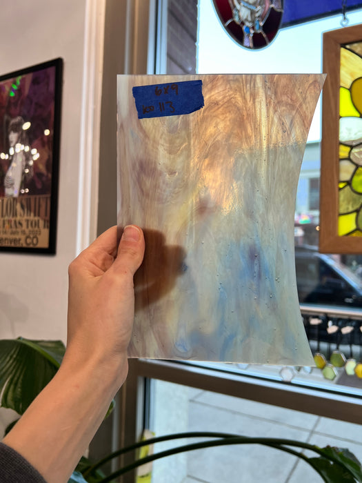 Purple Blue Amber Wispy Kokomo Sheet Glass Colorado Glassworks