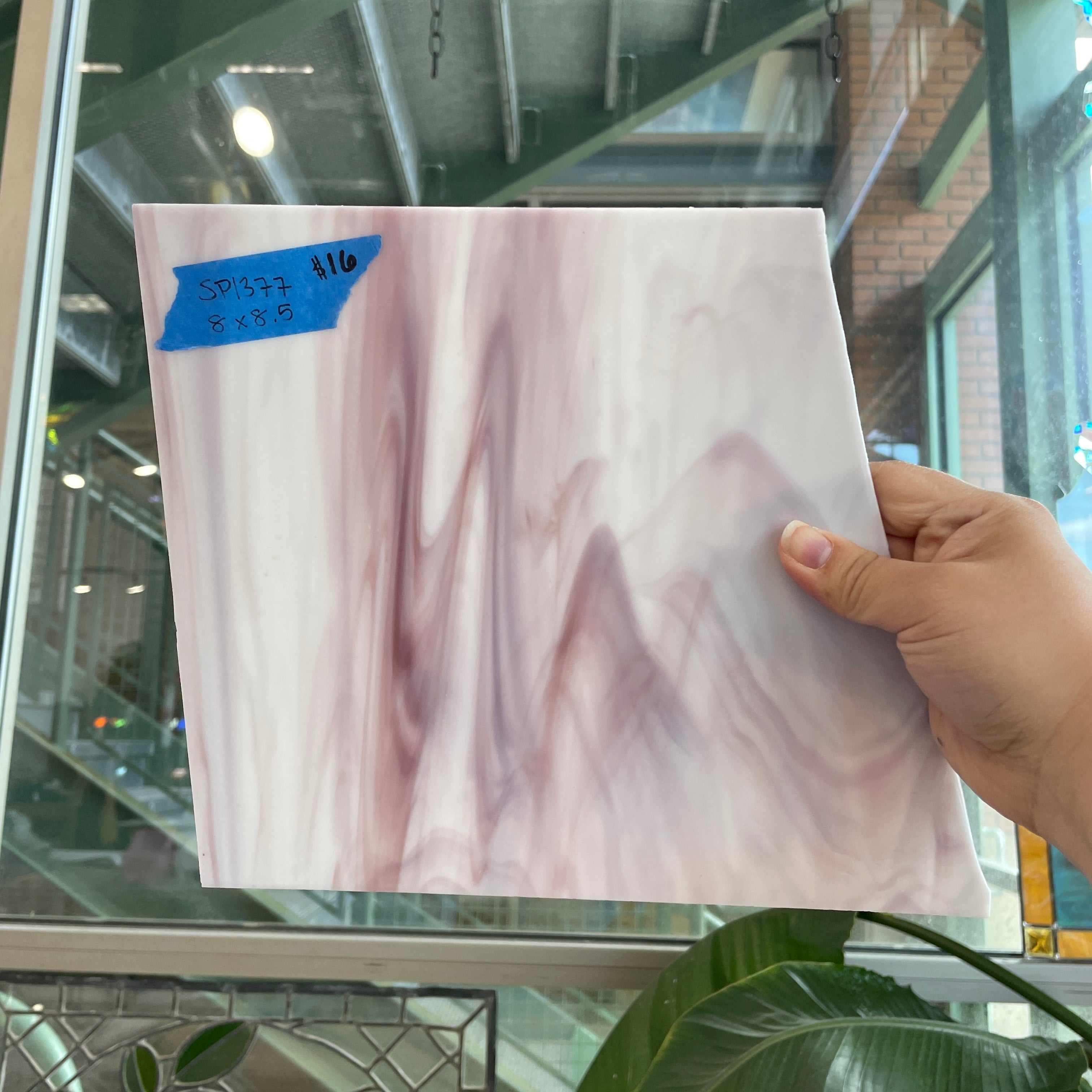 Lilac Pink White Wispy Opaque Spectrum Sheet Glass Colorado Glassworks