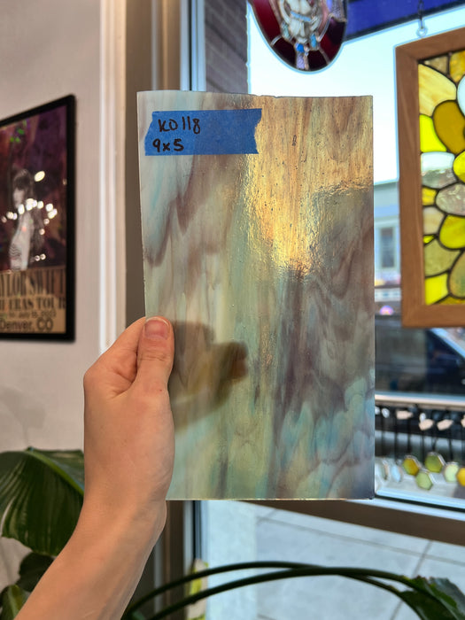 Purple Blue Amber Wispy Kokomo Sheet Glass Colorado Glassworks