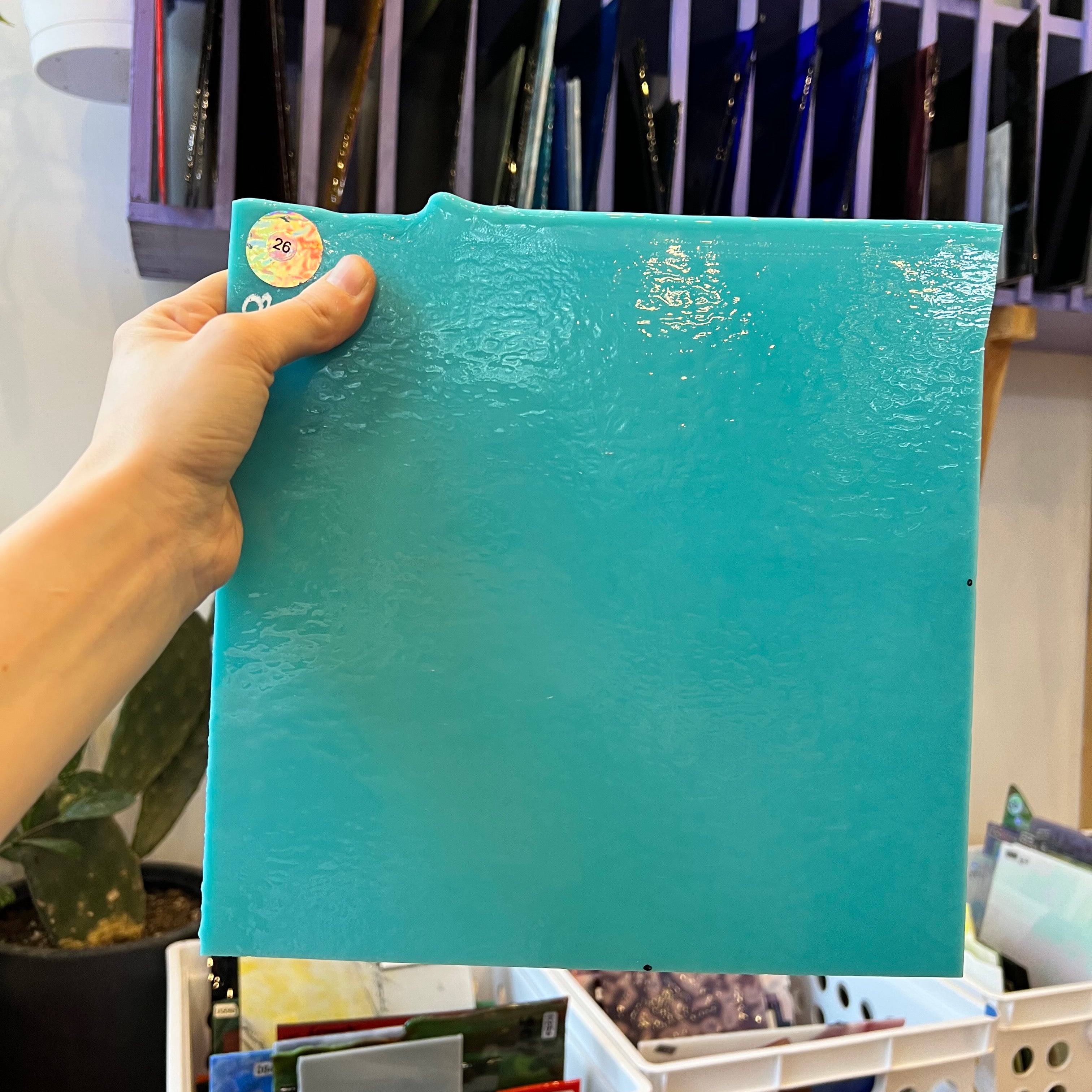 Teal Blue Bullseye Fusible 90 COE Sheet Glass Colorado Glassworks