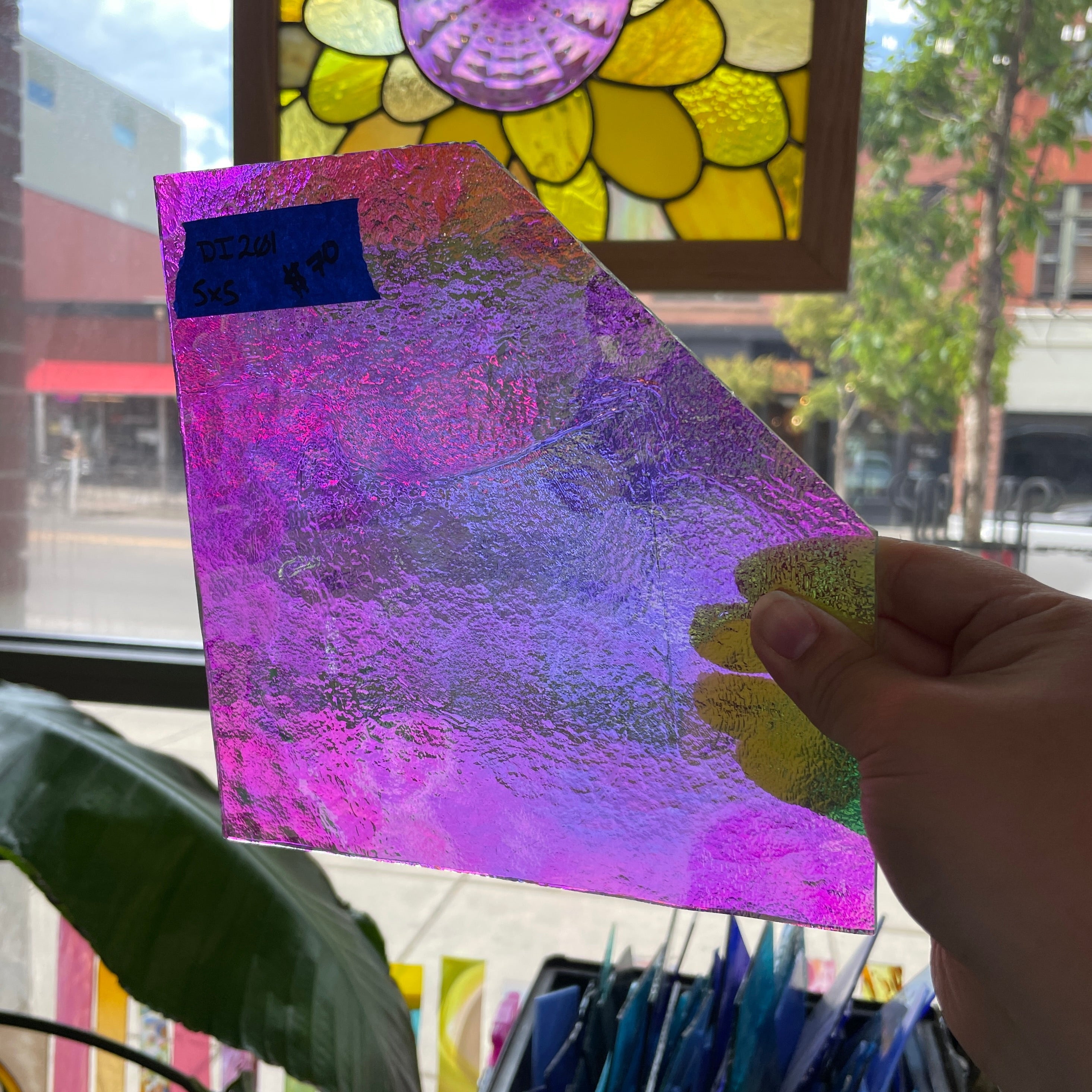 Pink/Green Transparent Dichroic Sheet Glass Colorado Glassworks