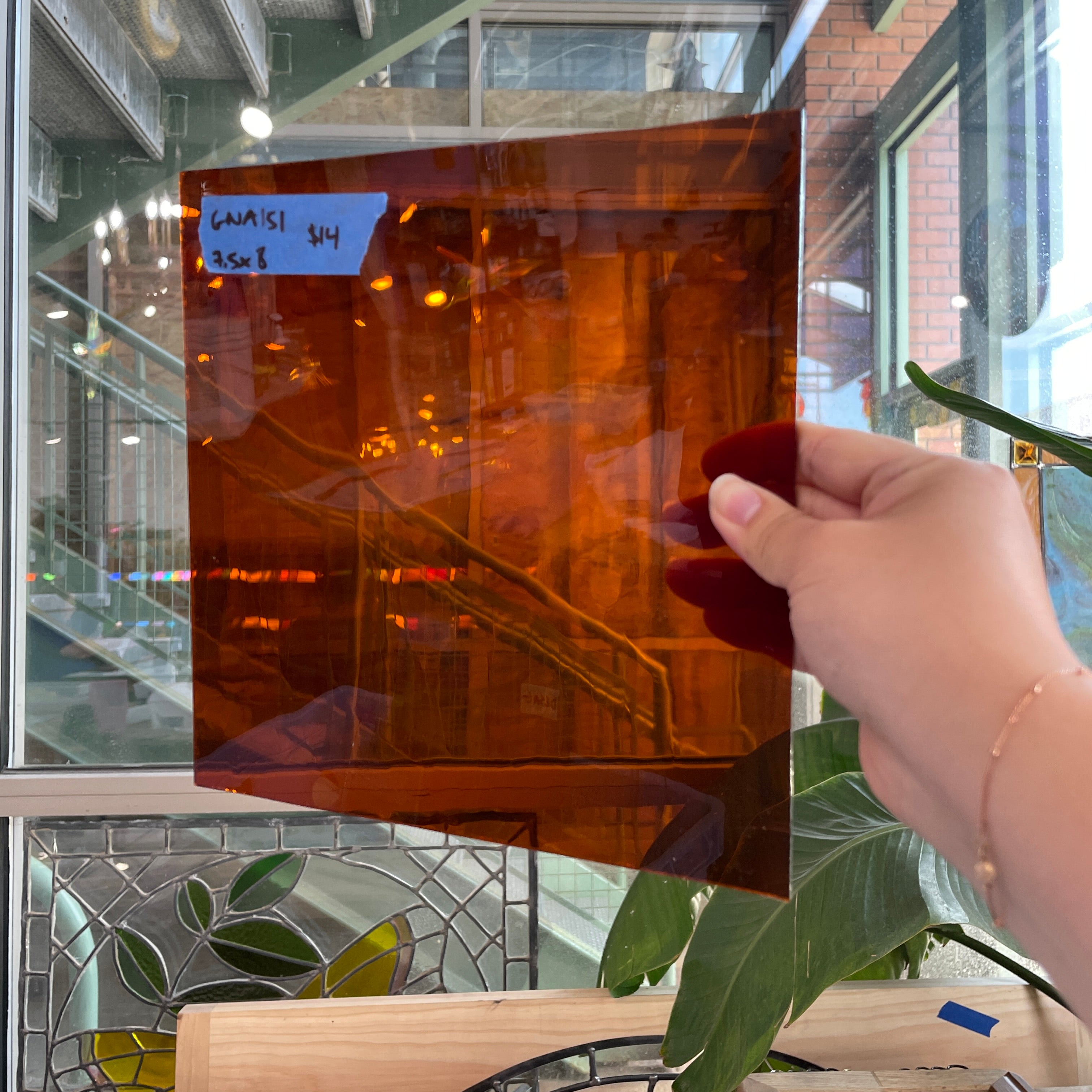 Deep Amber Transparent GNA Sheet Glass Colorado Glassworks GNA151 (7.5x8in)