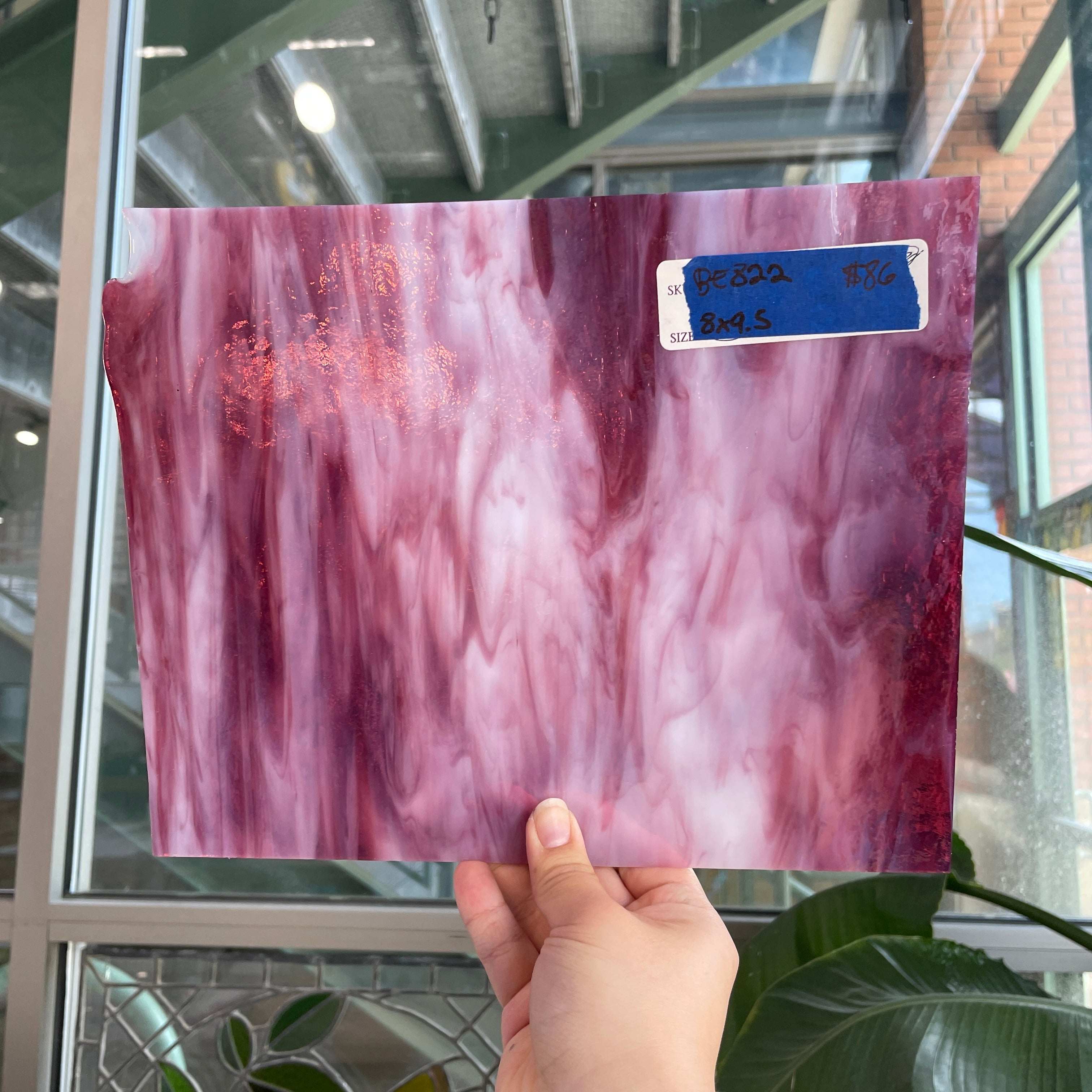 Rose White Wispy Bullseye Sheet Glass Colorado Glassworks