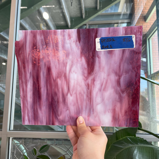 Rose White Wispy Bullseye Sheet Glass Colorado Glassworks