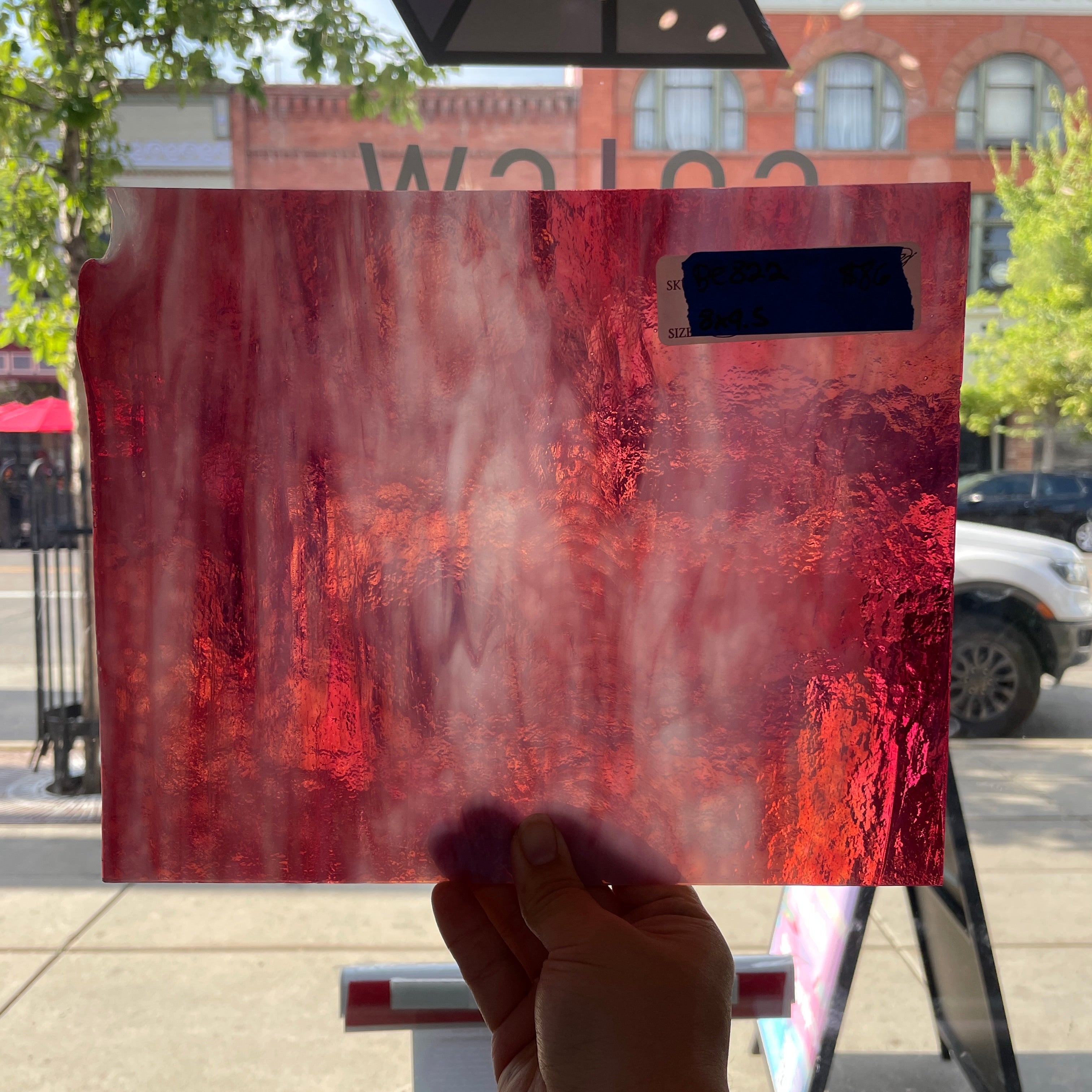 Rose White Wispy Bullseye Sheet Glass Colorado Glassworks
