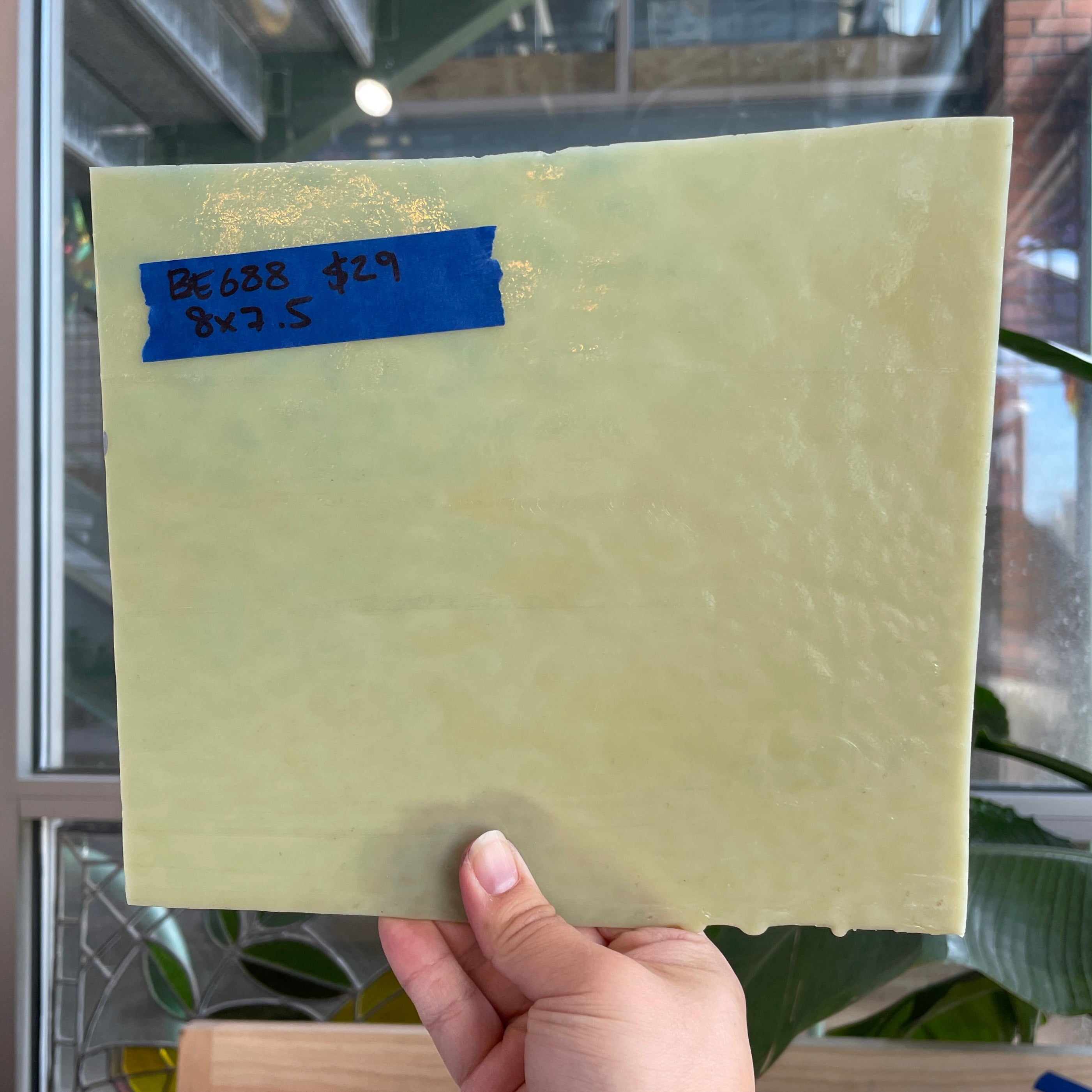 Vintage Semi-Opaque Yellow Bullseye Sheet Glass Colorado Glassworks