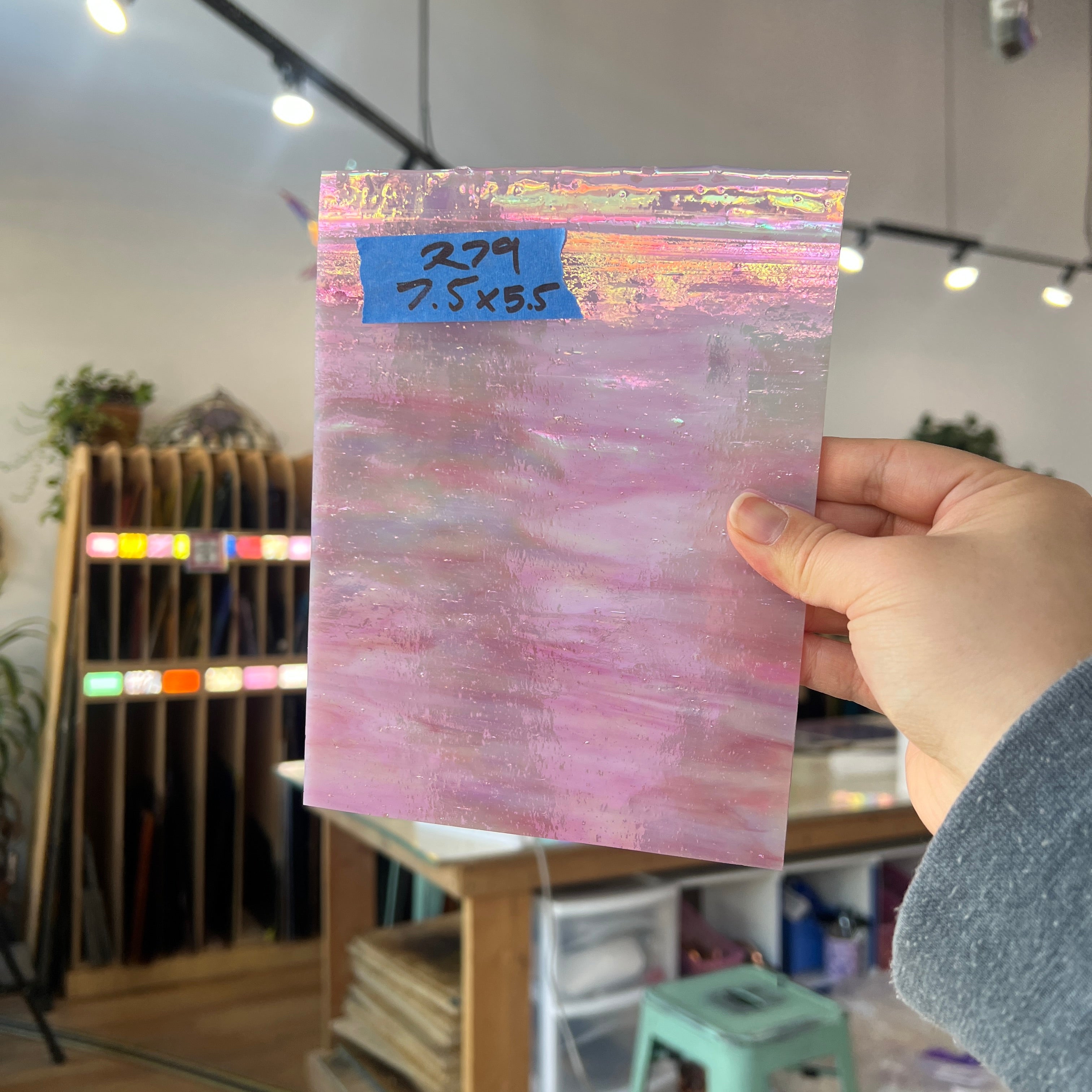 Pink Opaque Iridescent Choice Colorado Glassworks 7.5x5.5in (CH-77971245)