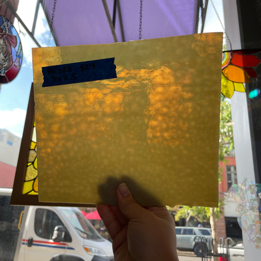 Vintage Semi-Opaque Yellow Bullseye Sheet Glass Colorado Glassworks