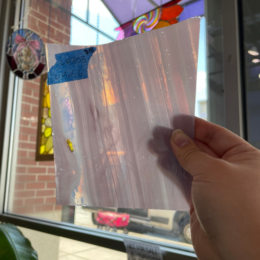 Light Pink White Wispy Lamberts Sheet Glass Colorado Glassworks