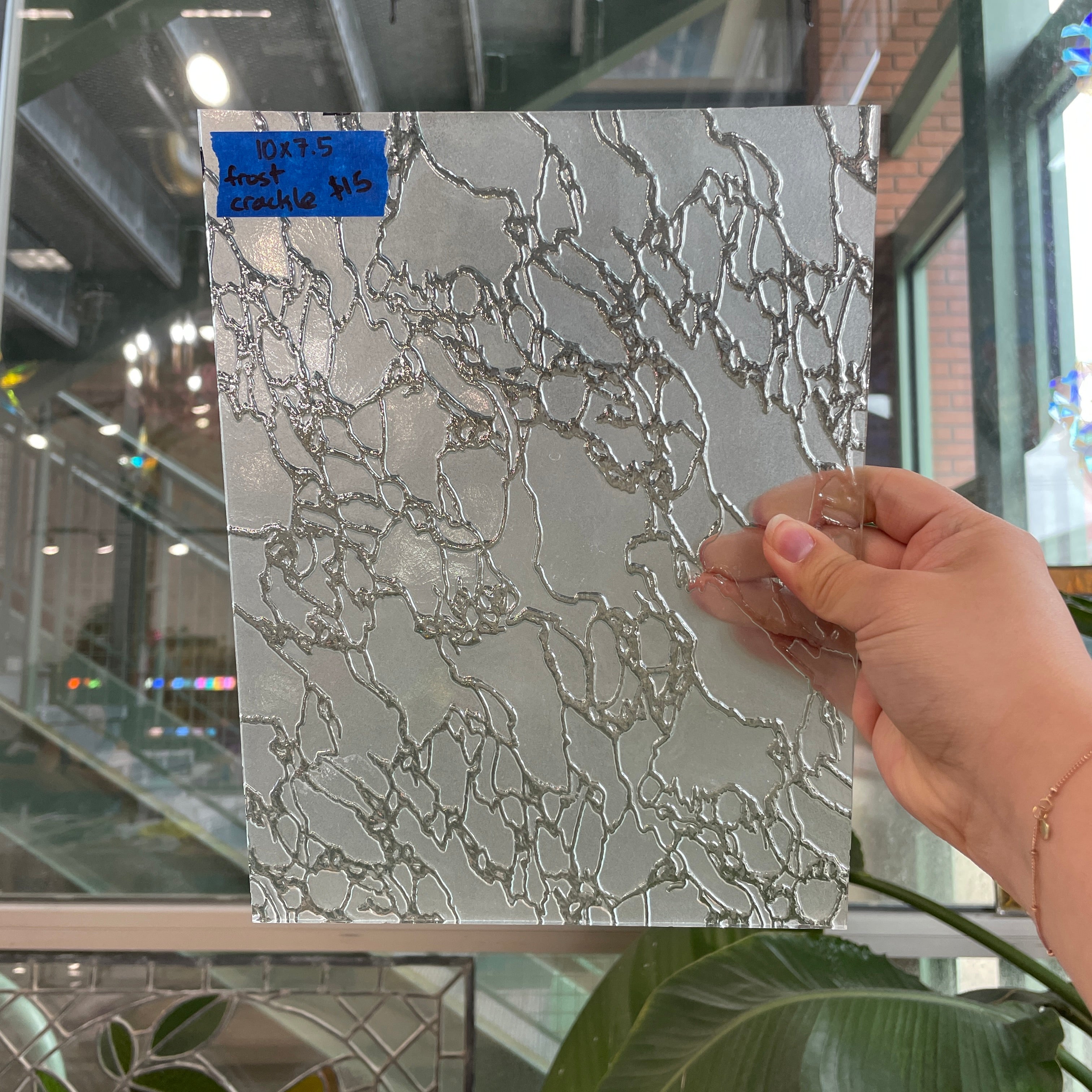 Frosted Crackle Clear Sheet Glass Colorado Glassworks 10x7.5in
