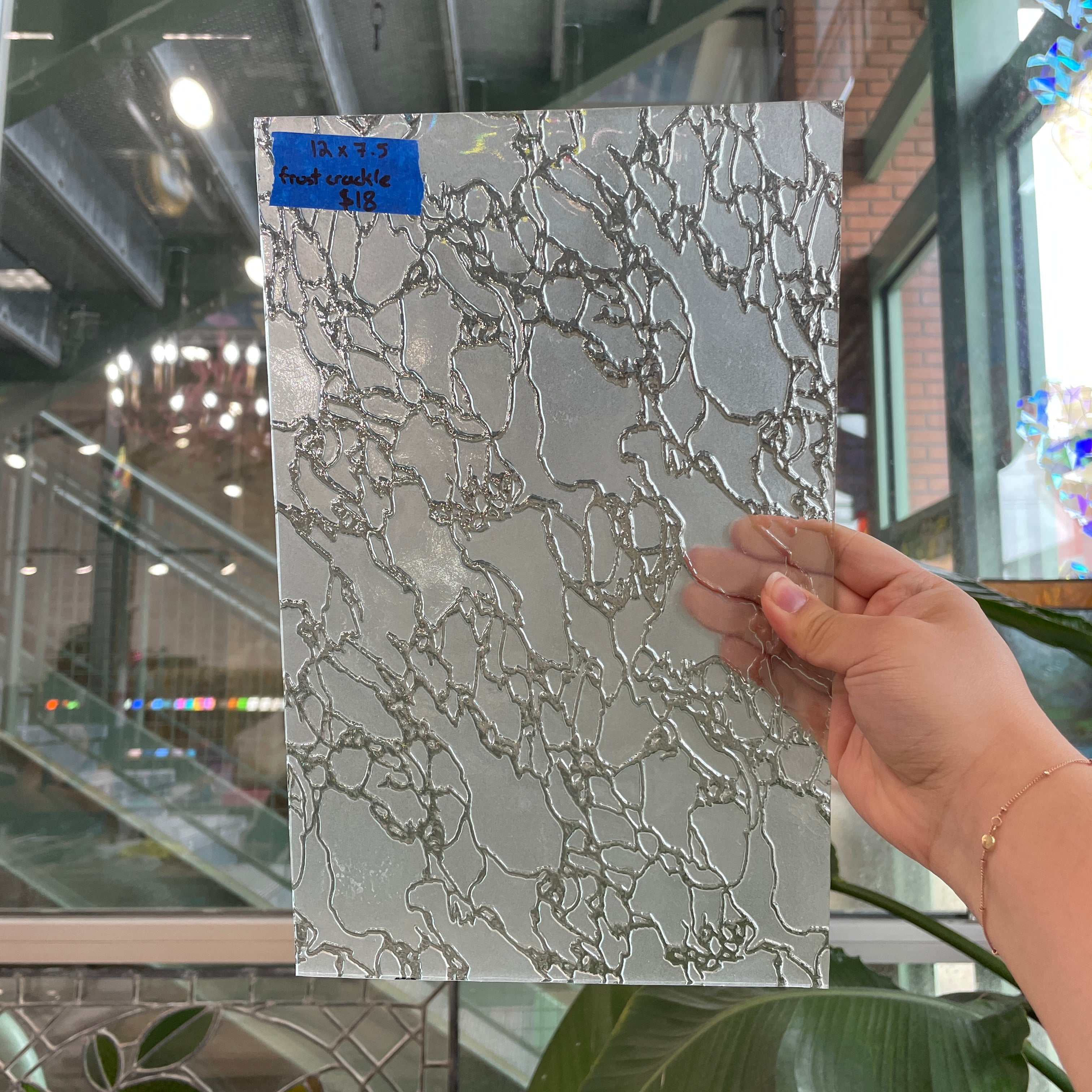Frosted Crackle Clear Sheet Glass Colorado Glassworks 12x7.5in