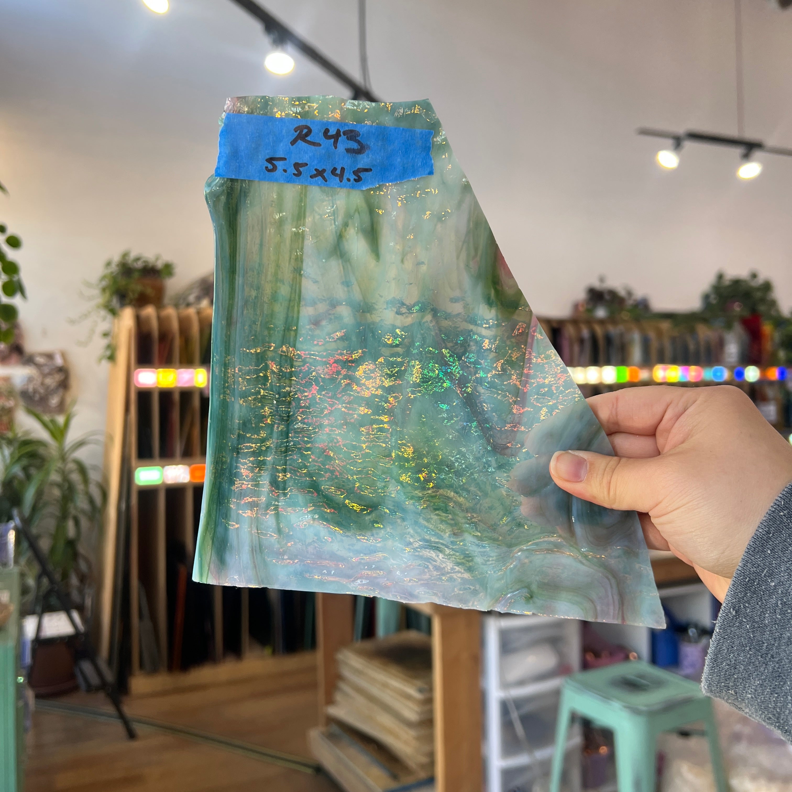 Green White Mixed Semi-Opaque Sheet Glass Colorado Glassworks