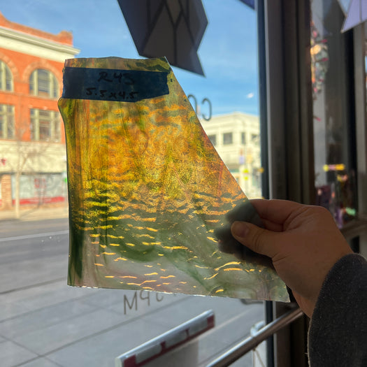 Green White Mixed Semi-Opaque Sheet Glass Colorado Glassworks