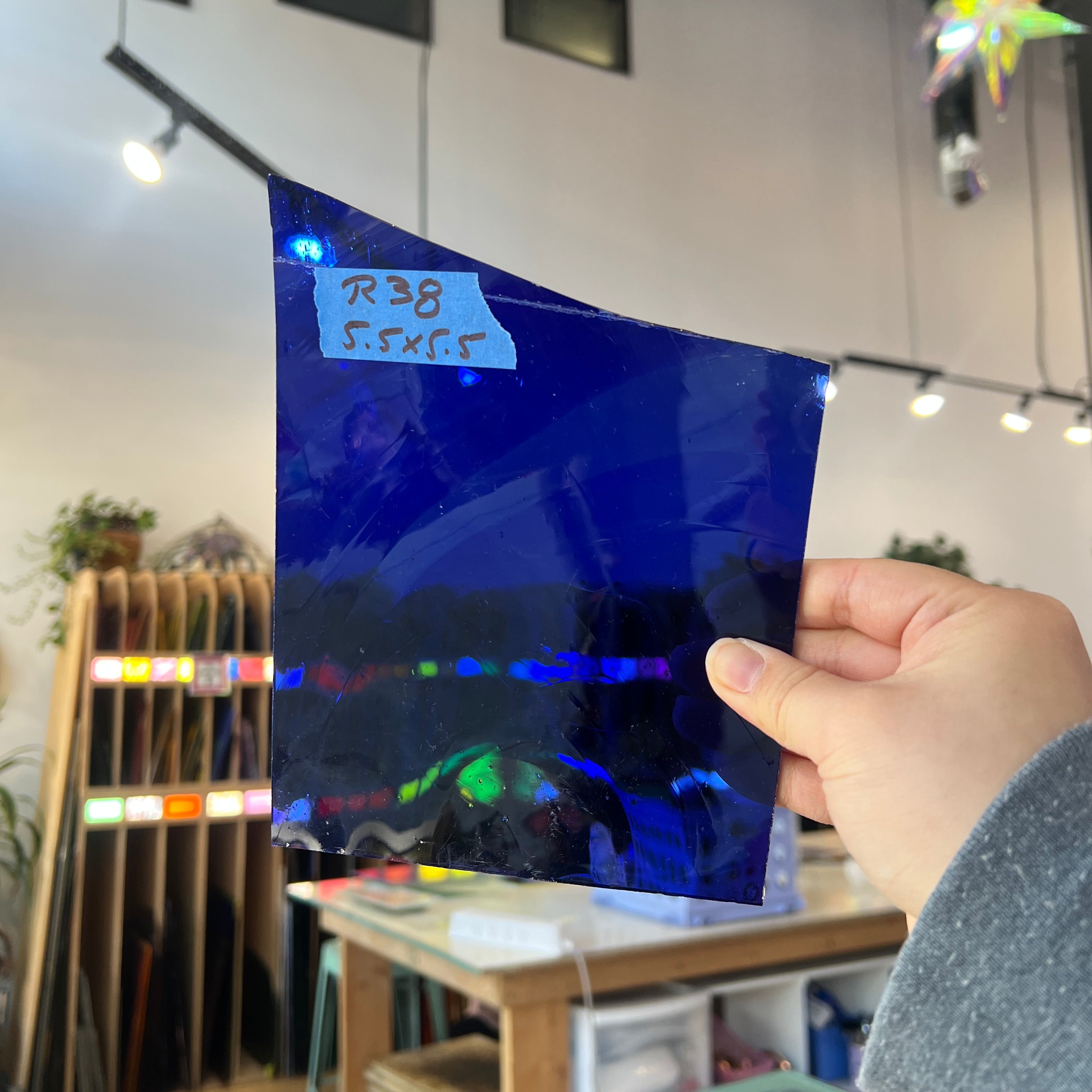 Deep Blue Lamberts Mouth Blown Sheet Glass Colorado Glassworks