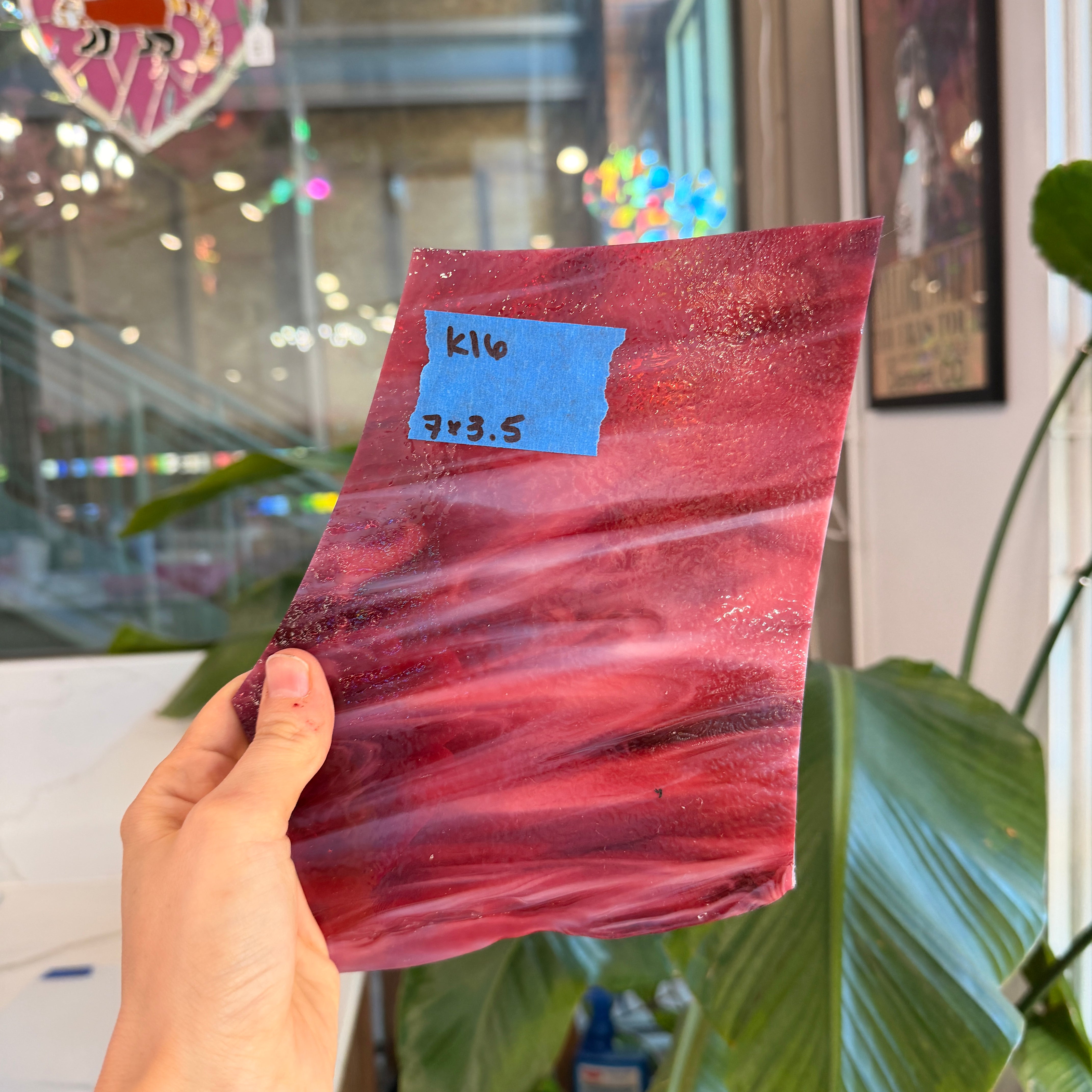 Pink White Wispy Bullseye Fusible 90 COE Sheet Glass Colorado Glassworks