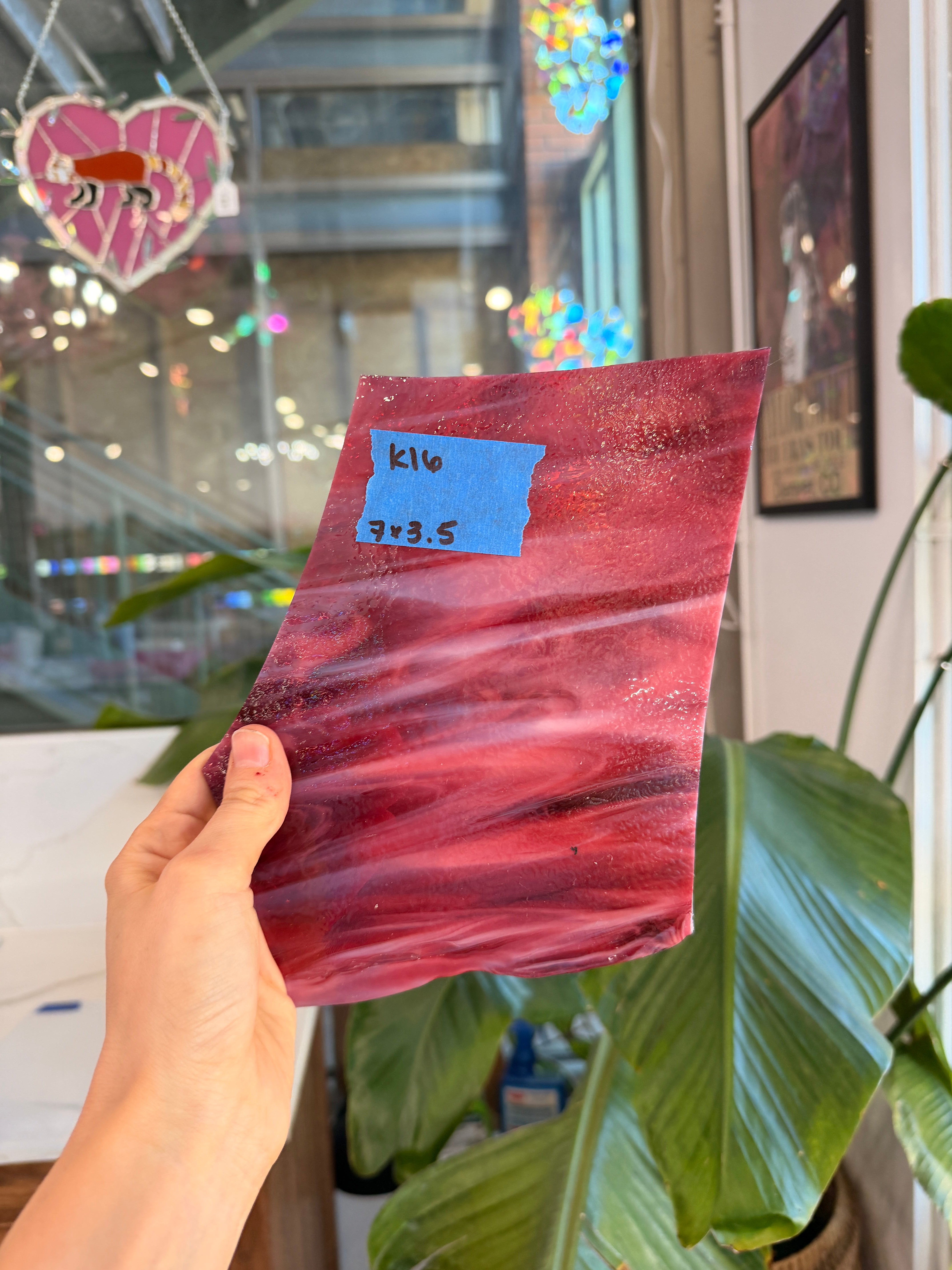 Pink White Wispy Bullseye Fusible 90 COE Sheet Glass Colorado Glassworks
