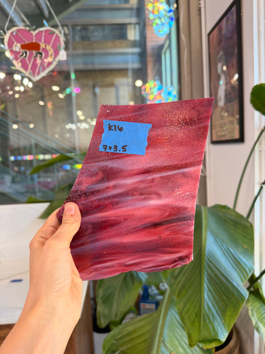 Pink White Wispy Bullseye Fusible 90 COE Sheet Glass Colorado Glassworks