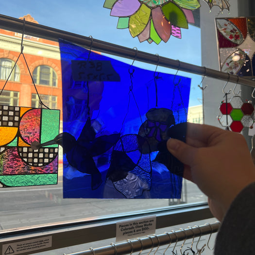 Deep Blue Lamberts Mouth Blown Sheet Glass Colorado Glassworks