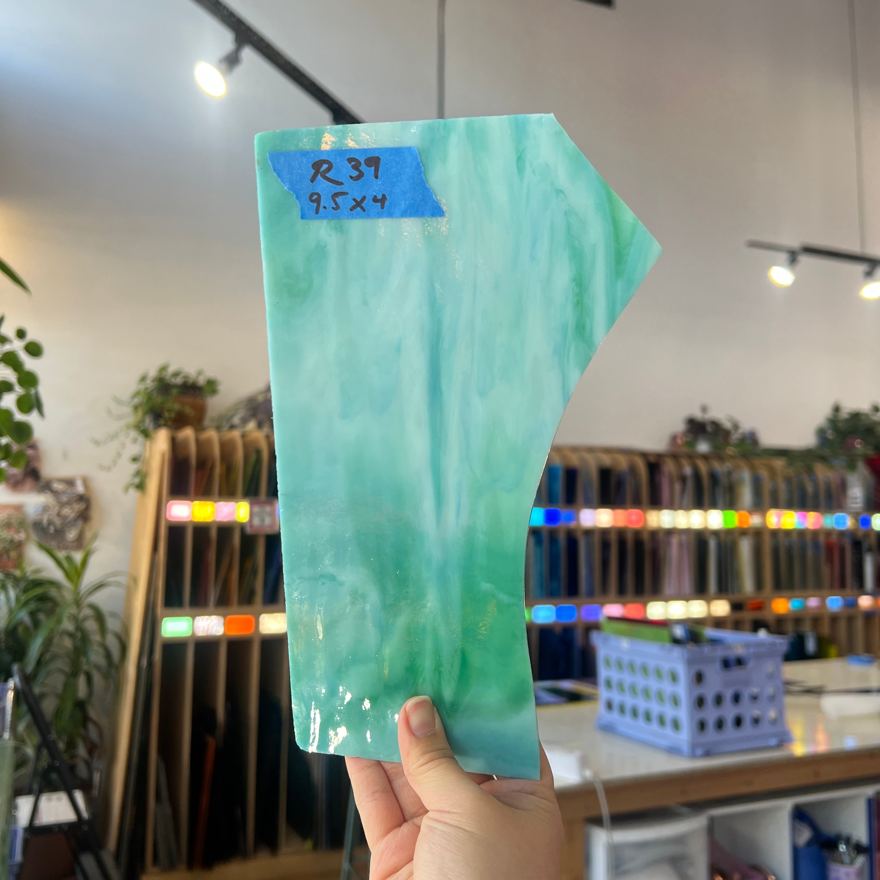 Green Blue White Mixed AC Fischer Sheet Glass Colorado Glass Works