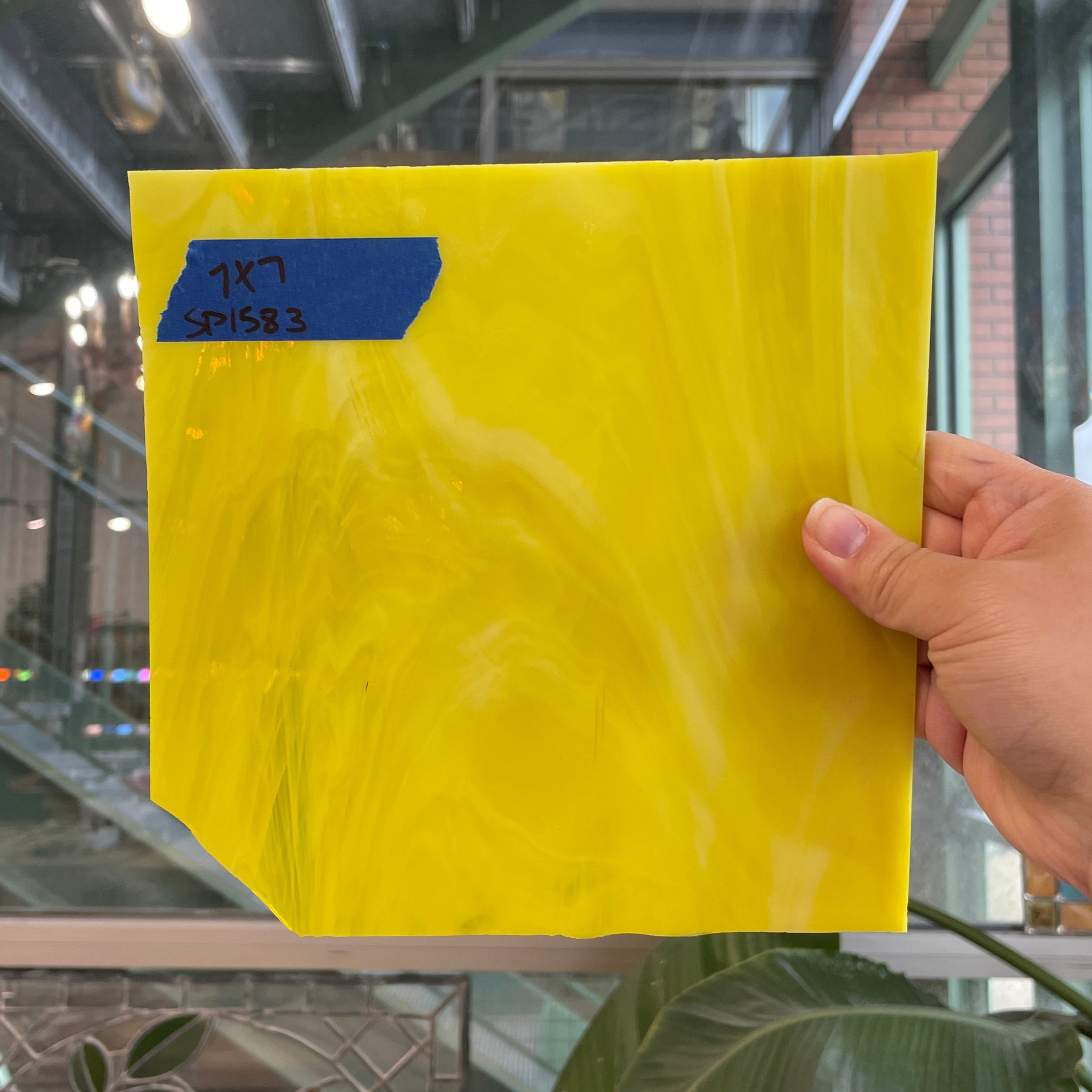 Yellow White Wispy Spectrum Sheet Glass Spectrum SP1583 (7x7in)