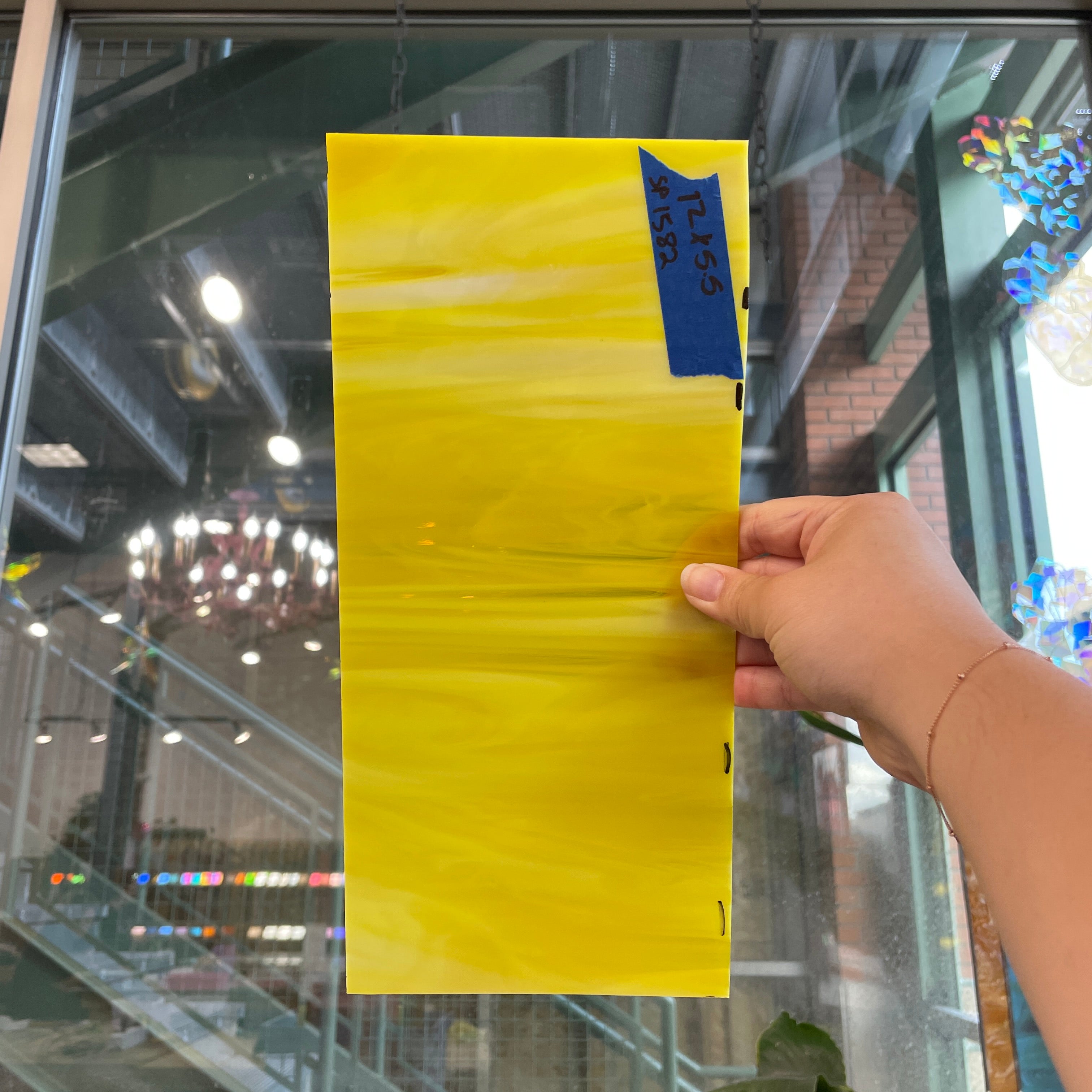 Yellow White Wispy Spectrum Sheet Glass Spectrum SP1582 (12x6.5in)