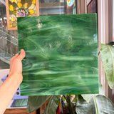 Dark Green White Wispy Oceanside Fusible 96 COE (OGT 327.6F)