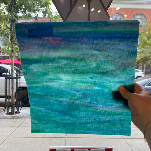 Blue Green Purple Wispy Choice Sheet Glass Colorado Glassworks