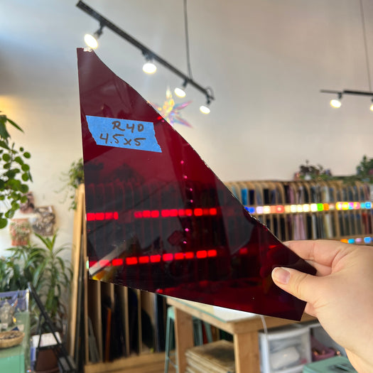 Red Flash on Clear Desag Mouth Blown Sheet Glass Colorado Glassworks