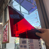 Red Flash on Clear Desag Mouth Blown Sheet Glass Colorado Glassworks
