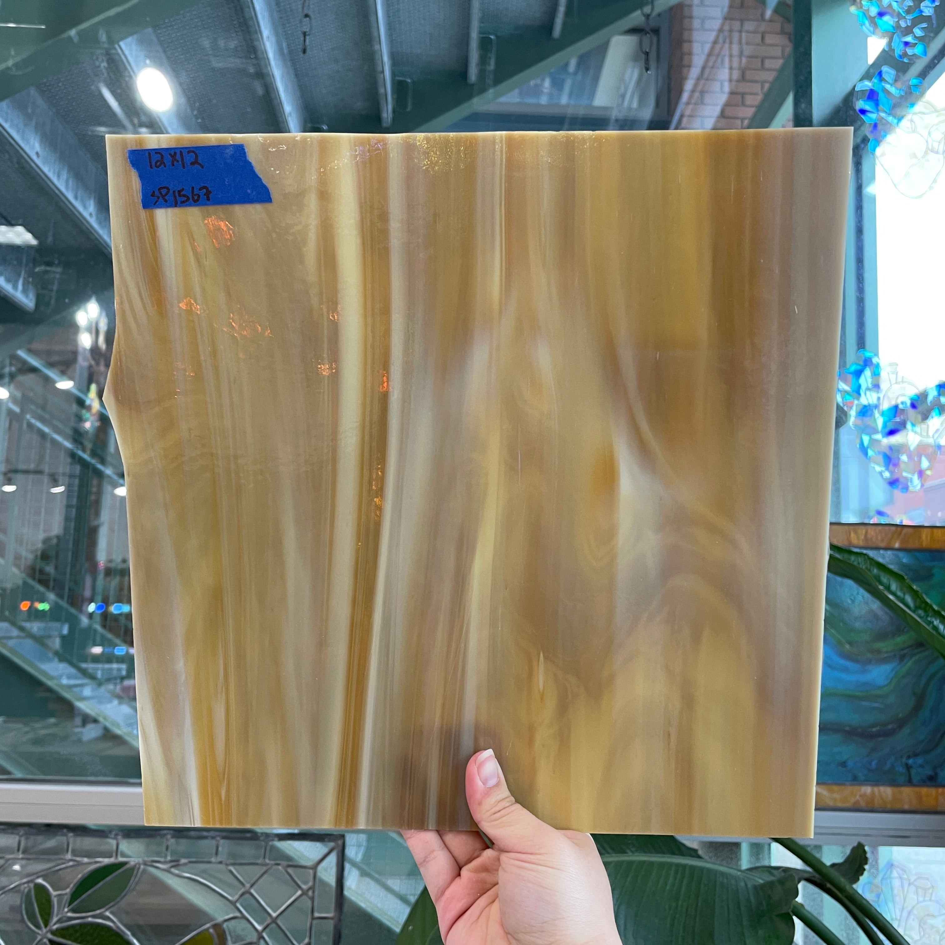 Honey Brown White Wispy Spectrum Sheet Glass Colorado Glassworks